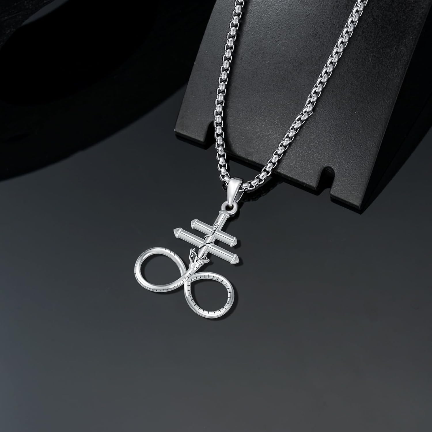 ROMANTICWORK Kreuz Kette 925 Sterling Silber Kreuz Halskette Kreuz Anhänger Christlicher Religiöser Gotischer Kreuz Schmuck Geschenke für Herren Männer Damen