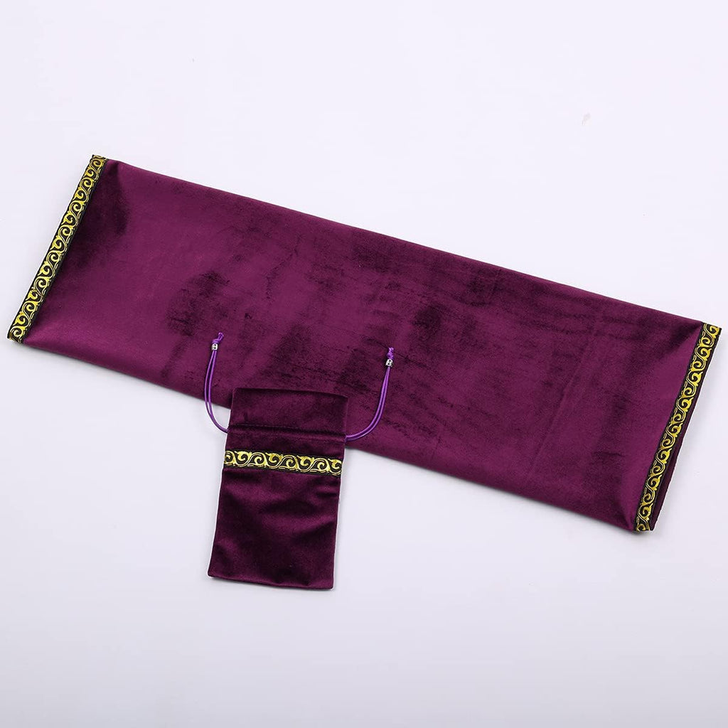 BLESSUME Altar Tarot Tablecloth Wicca Velvet Cloth with Tarot Bag, Purple 1, 62 x 62 cm (Cuadrado)