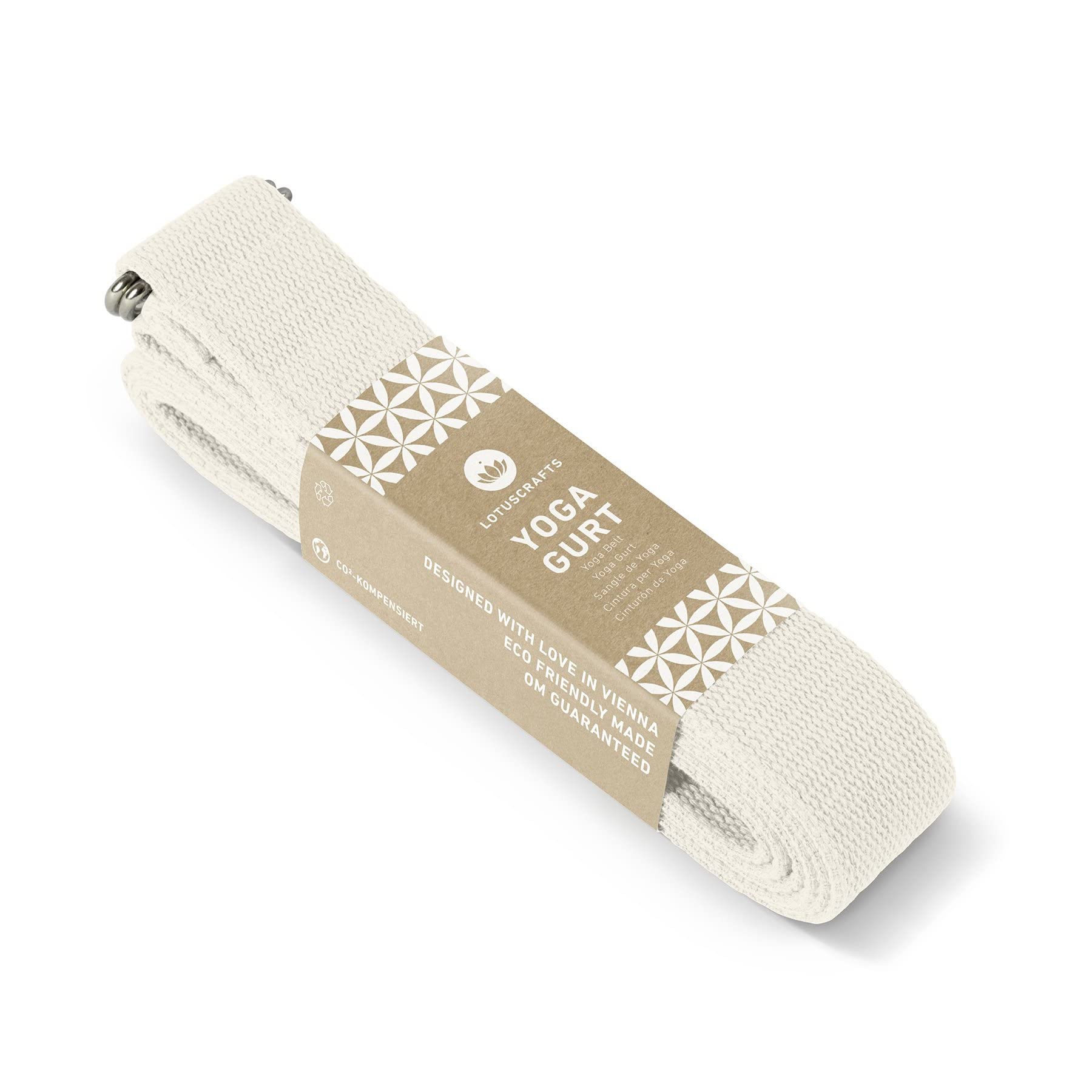 Lotuscrafts® Yogagurt 2,5 m - Yoga-Band zum Dehnen; 100% Bio-Baumwolle, Yogagurt Lang mit Verschluss aus Metall, Yoga-Strap für Einsteiger und Fortgeschrittene, 250 x 3,8 cm