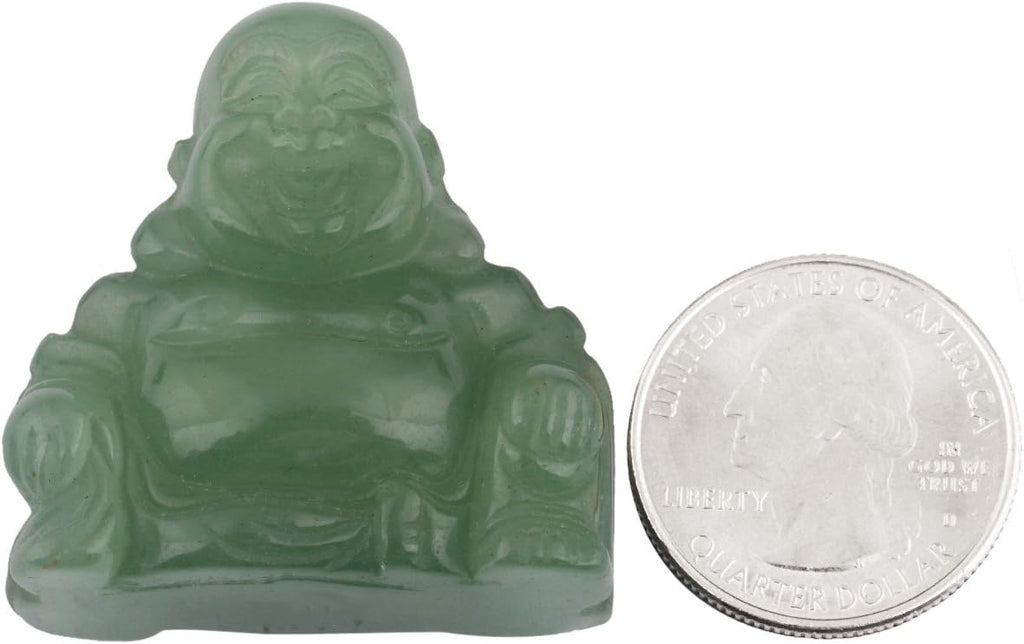 Nupuyai Green Aventurine Laughing Buddha Figure Gemstone Crystal Lucky Buddha Healing Stone Feng Shui Decoration