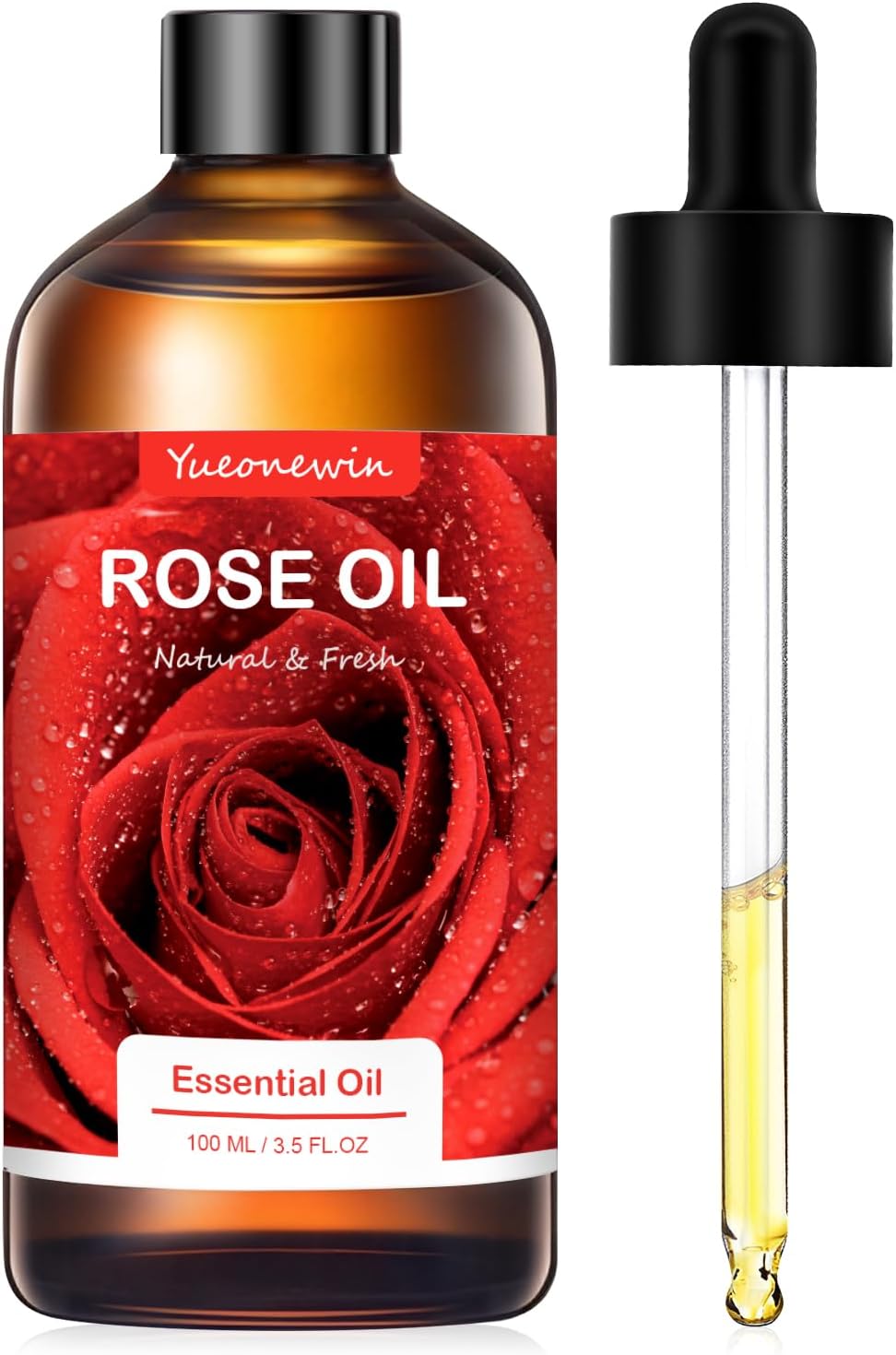 Rose Oil 100 ml, Pure Rose Essential Oils for Diffuser, Rose Oil Essential Oil Aromatherapy Fragrance Oil for Massage, DIY, Soap, Candle Making, Bath Relaxation, Gifts for Women Christmas
