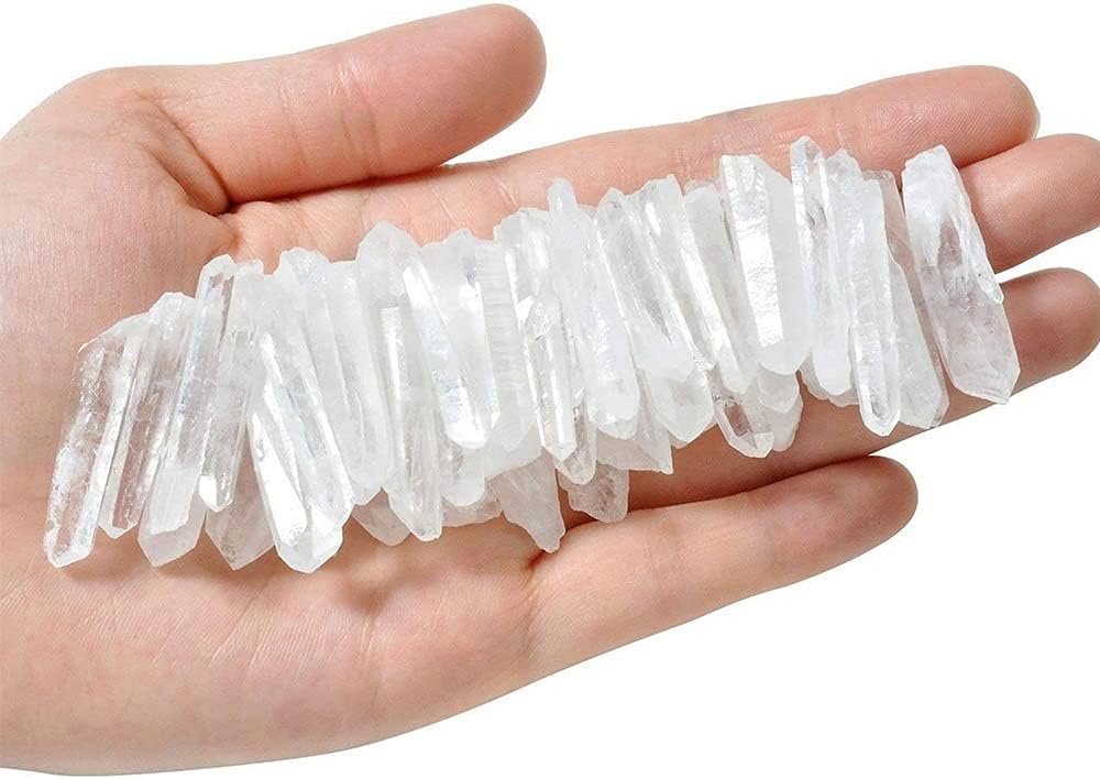 LiuliuBull Natural Transparent Pure Lemurian Seed White Quartz Crystal End Bar Crystal White Crystal Specimen Healing Energy (Size : 50g)