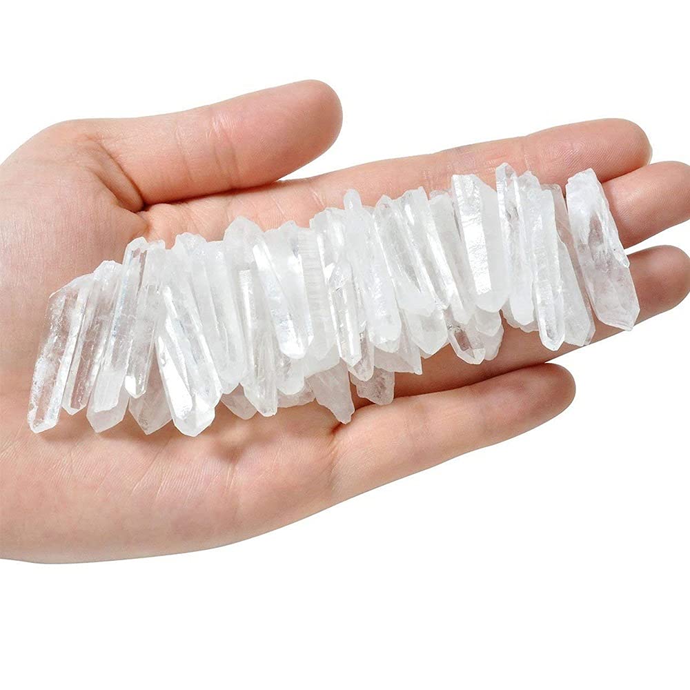 LiuliuBull Natural Transparent Pure Lemurian Seed White Quartz Crystal End Bar Crystal White Crystal Specimen Healing Energy (Size : 50g)