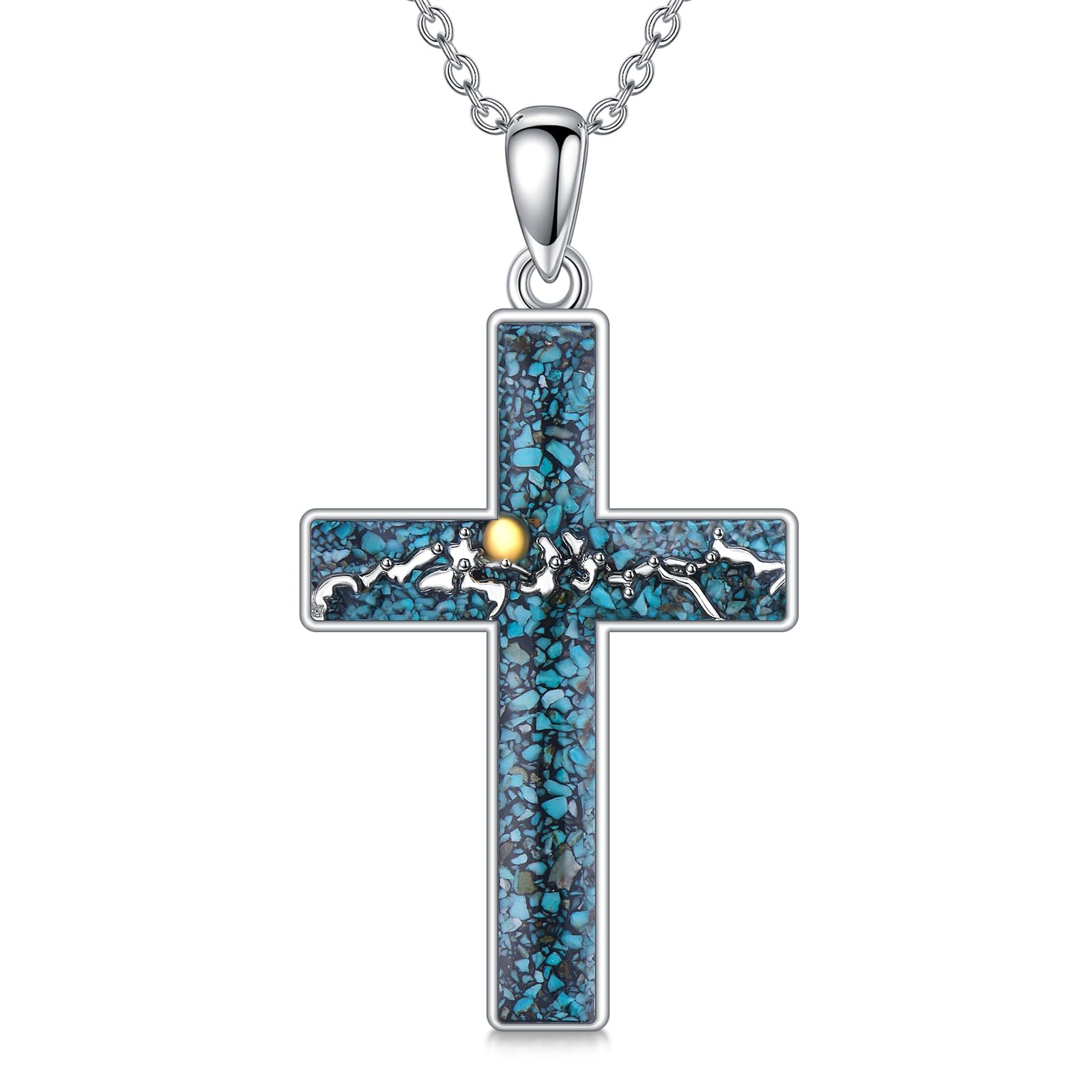 ROMANTICWORK Kreuz Kette 925 Sterling Silber Kreuz Halskette Kreuz Anhänger Christlicher Religiöser Gotischer Kreuz Schmuck Geschenke für Herren Männer Damen