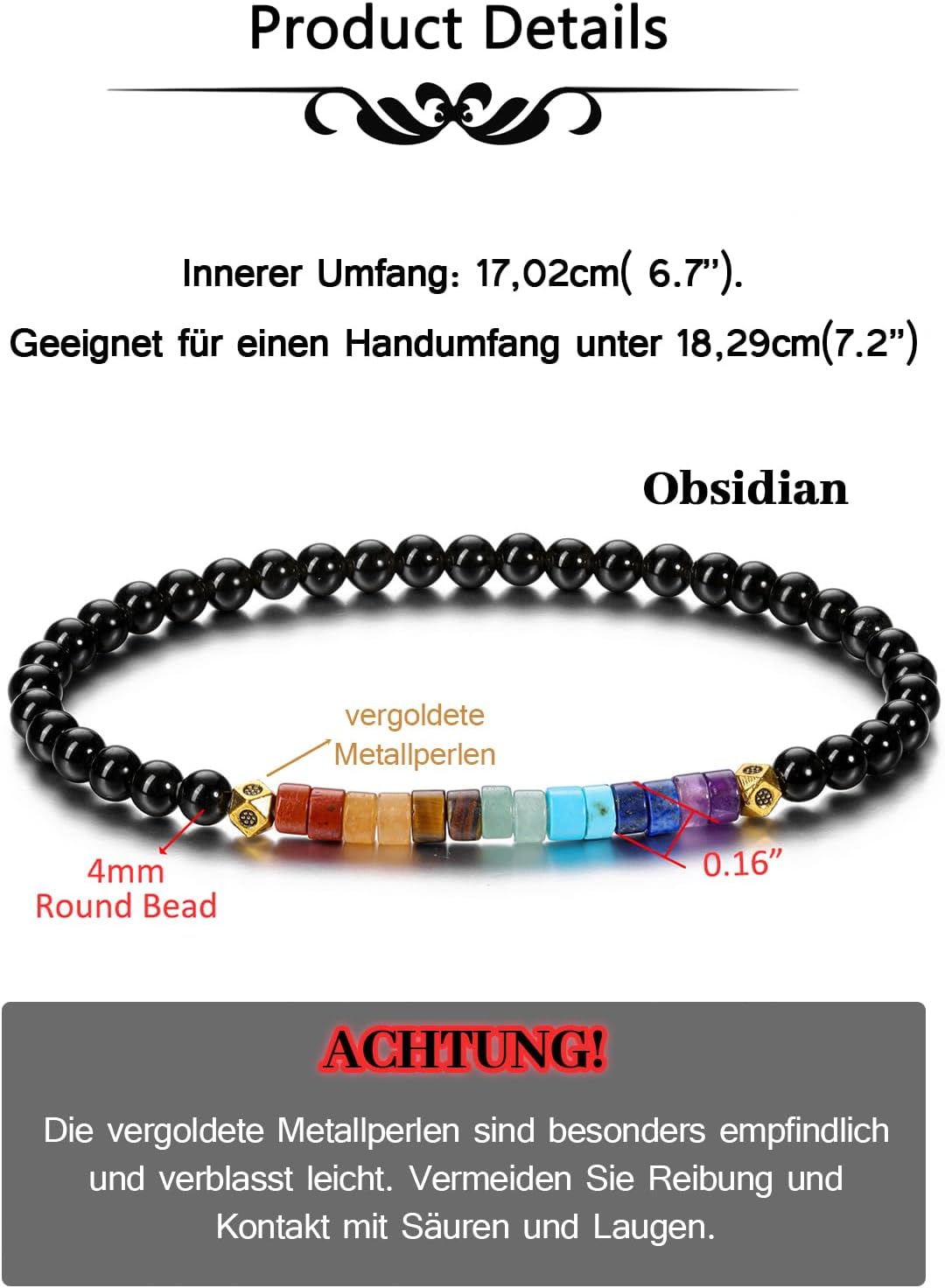 CrystalTears 7 Chakren Armband Damen elastischer Heilende Kristalle Perlenarmband Reiki Talisman spirituelle Geschenke