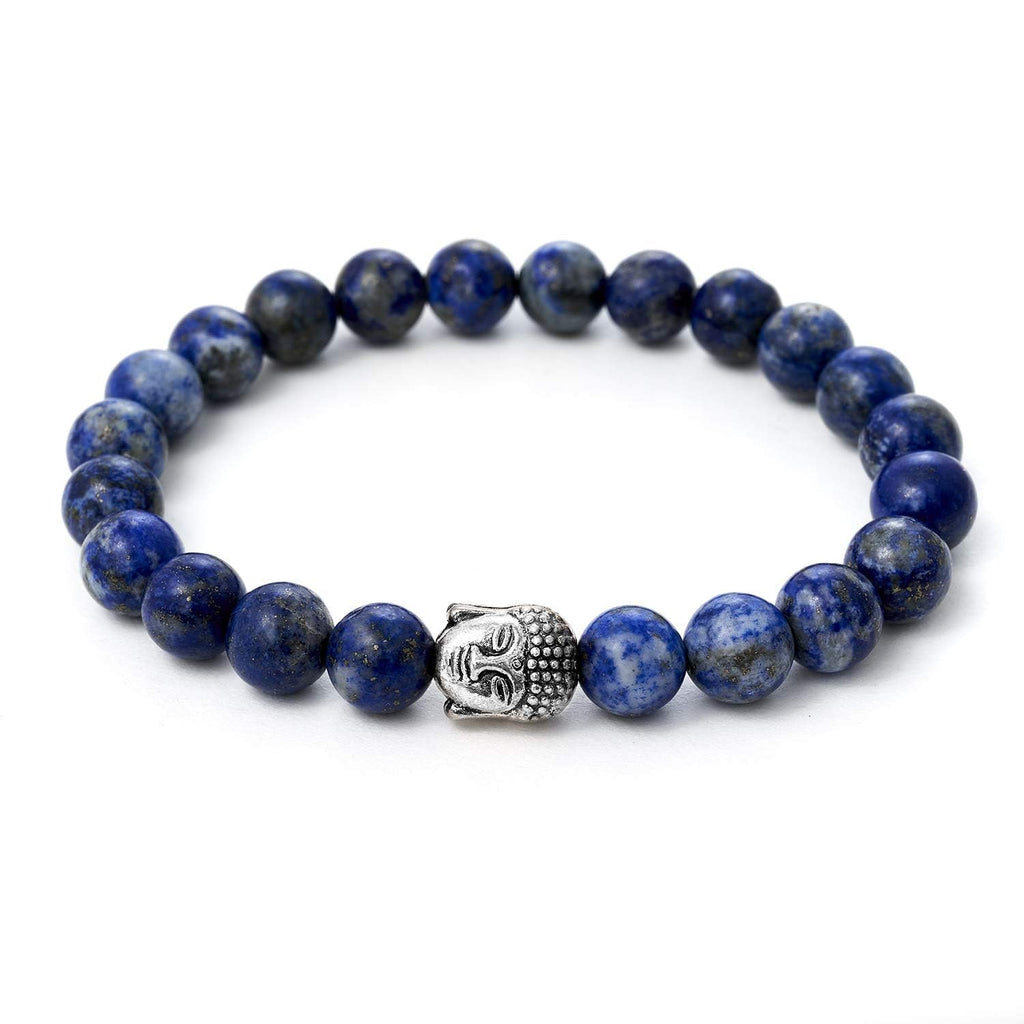 BERGERLIN Buddha Armband - Naturstein geprüft in Deutschland, mit echten Naturstein oder Lavastein Perlen - Naturstein Armband mit Echtheitszertifikat für Damen und Herren