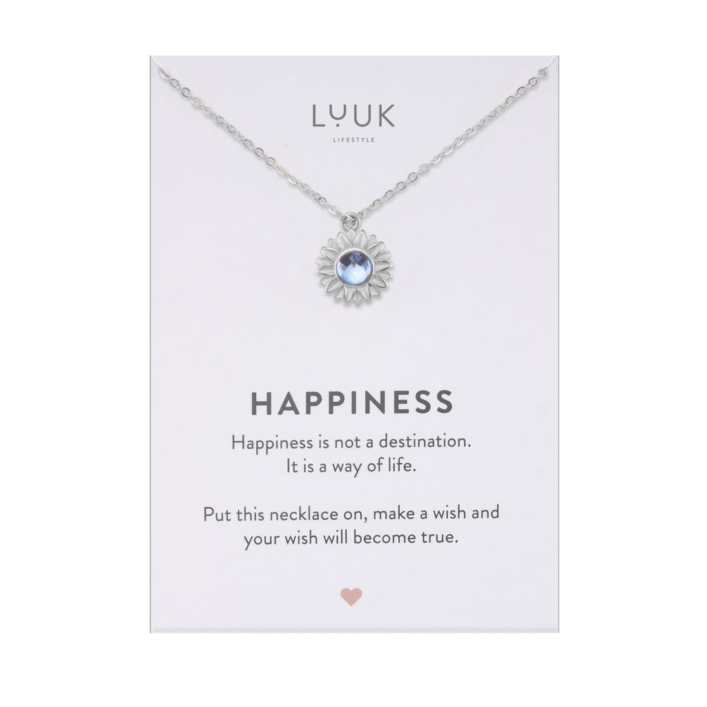 LUUK LIFESTYLE Filigrane Halsketten mit Anhänger und Karte mit HAPPINESS Spruch, zeitloses Design und moderne Motive, in Silber, Gold und Rosegold