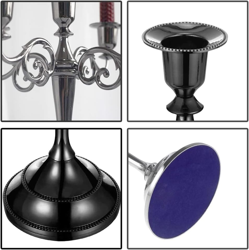 Kerzenständer Set 5-Armiger Kerzenhalter 27cm Höhe Stabkerze Dekorativer ø2,2cm Kerzenständer Schwarz