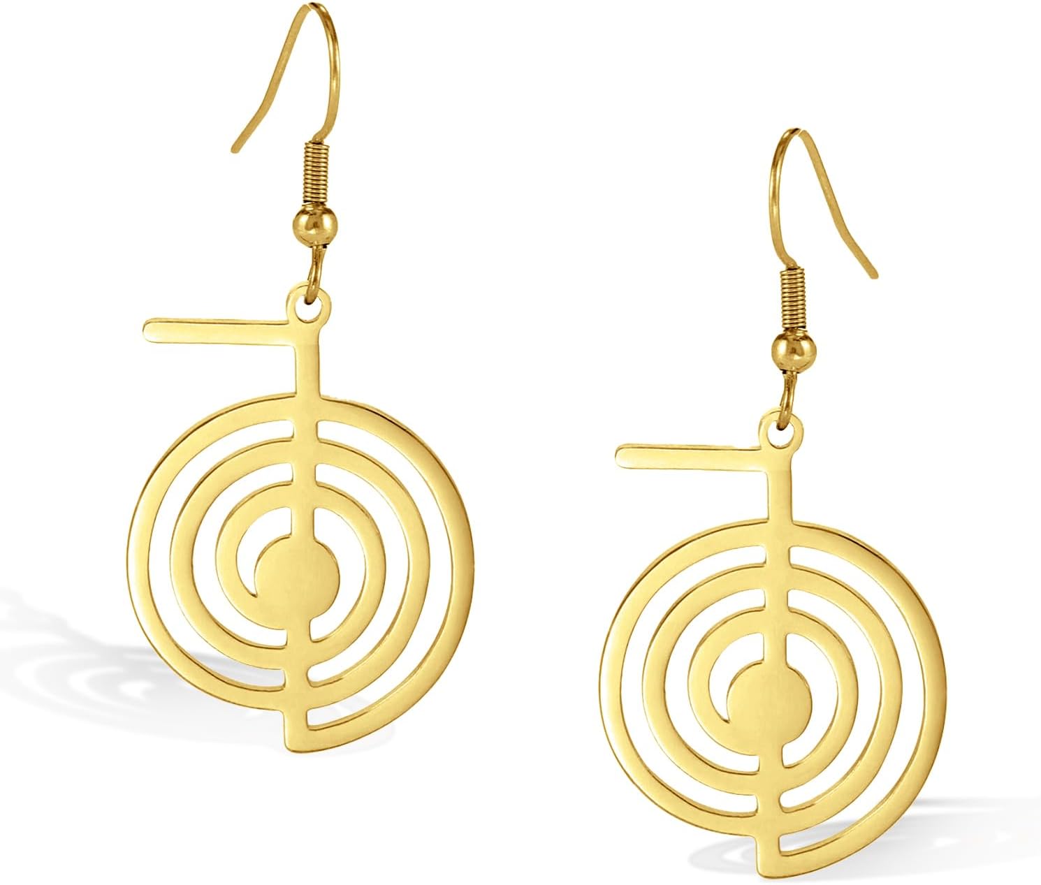 VASSAGO Cho Ku Rei Reiki Halskette Heilige Energie Symbol Yoga Heilige Geometrie Power Reiki Halskette Tropfen Ohrringe für Frauen Meditationsschutz Amulett