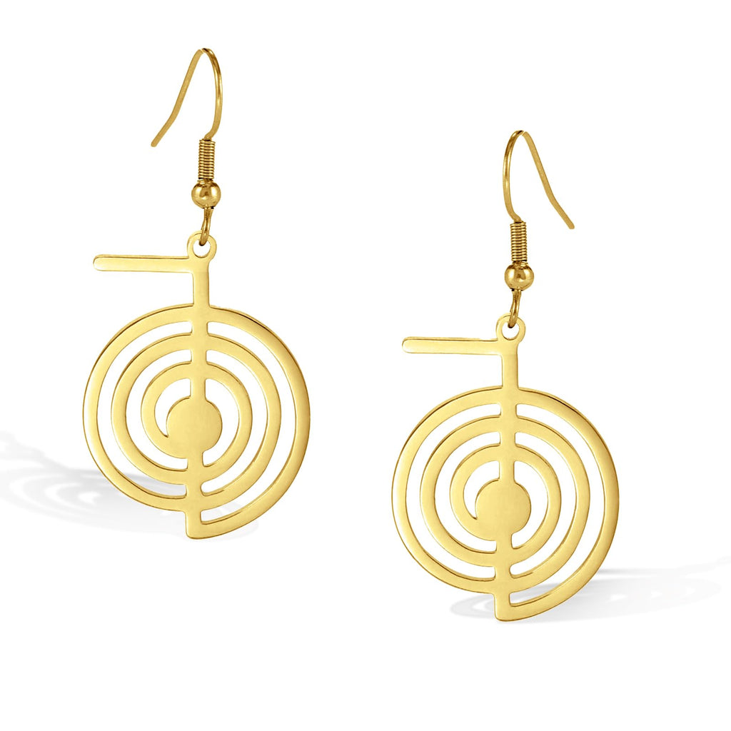 VASSAGO Cho Ku Rei Reiki Halskette Heilige Energie Symbol Yoga Heilige Geometrie Power Reiki Halskette Tropfen Ohrringe für Frauen Meditationsschutz Amulett