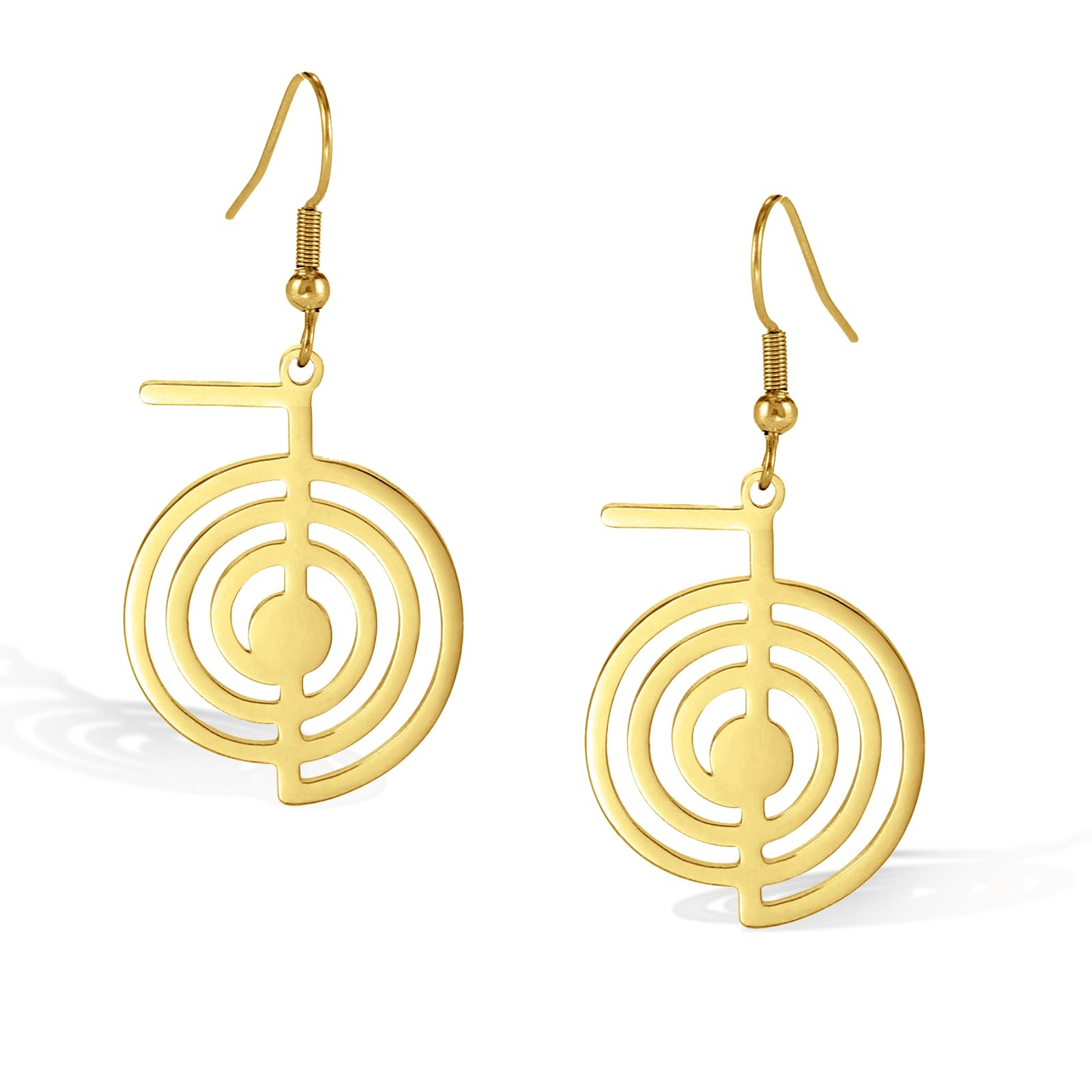 VASSAGO Cho Ku Rei Reiki Halskette Heilige Energie Symbol Yoga Heilige Geometrie Power Reiki Halskette Tropfen Ohrringe für Frauen Meditationsschutz Amulett