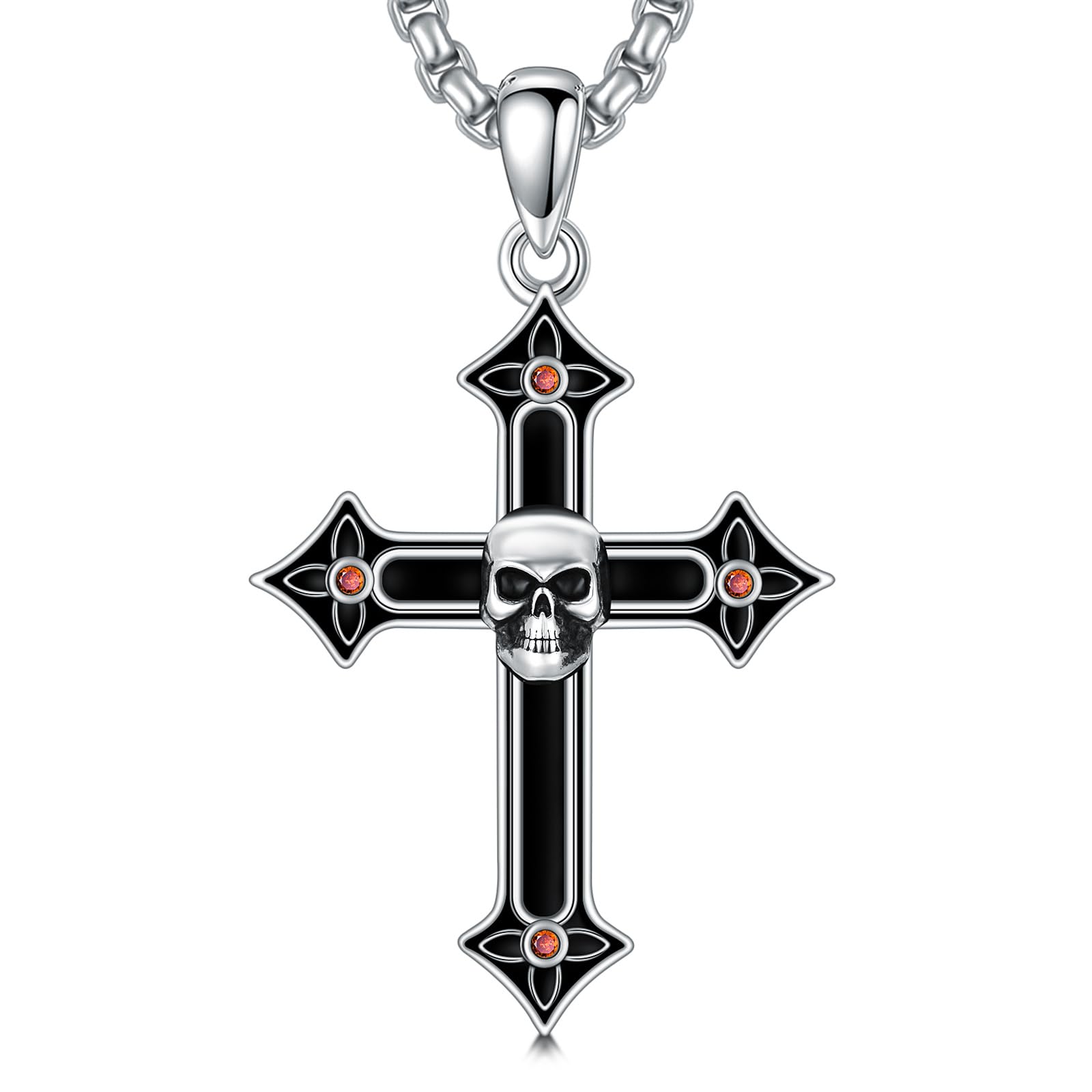 ROMANTICWORK Kreuz Kette 925 Sterling Silber Kreuz Halskette Kreuz Anhänger Christlicher Religiöser Gotischer Kreuz Schmuck Geschenke für Herren Männer Damen