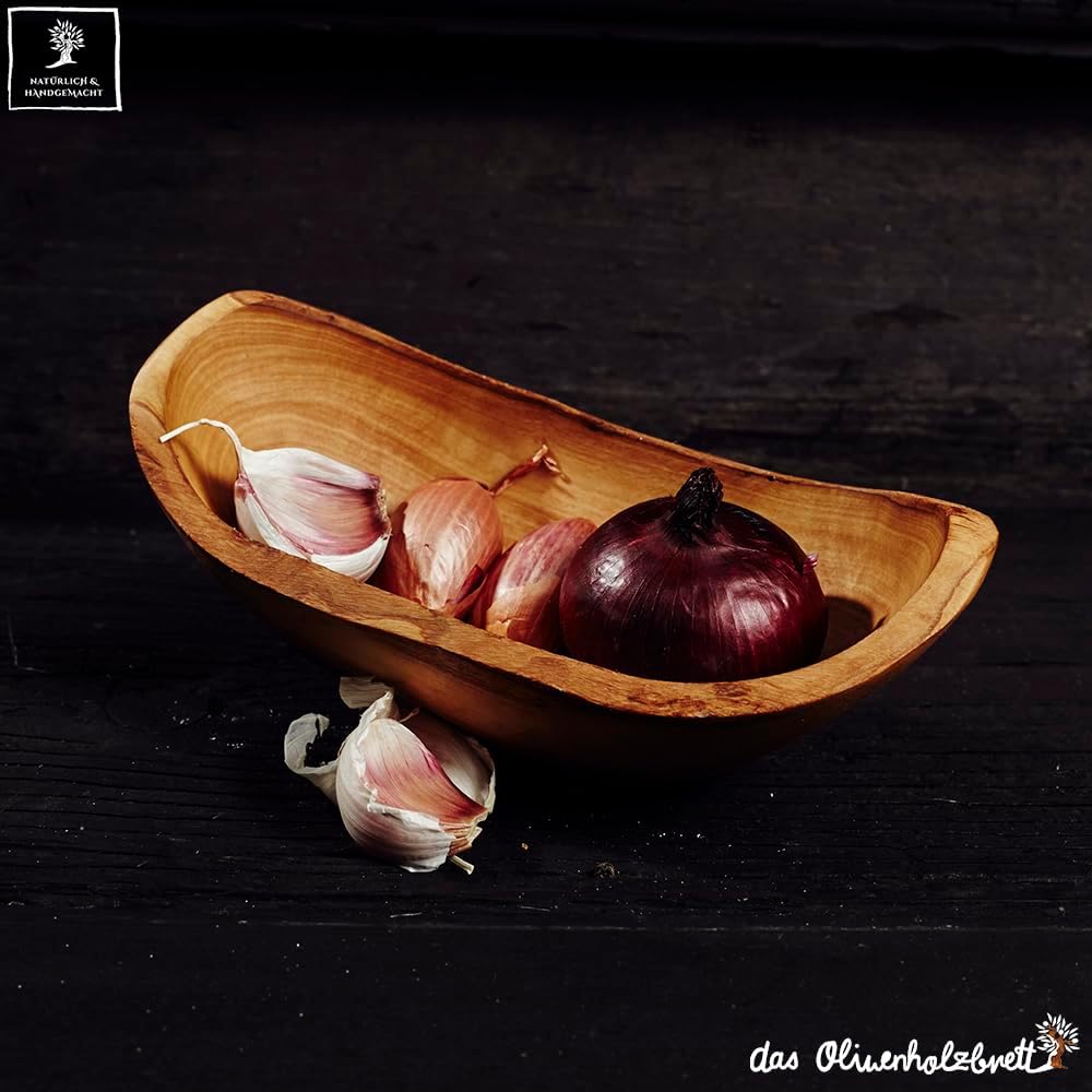 Olive wood bowl, baguette bowl, oblong in natural cut from 20 cm, 20cm