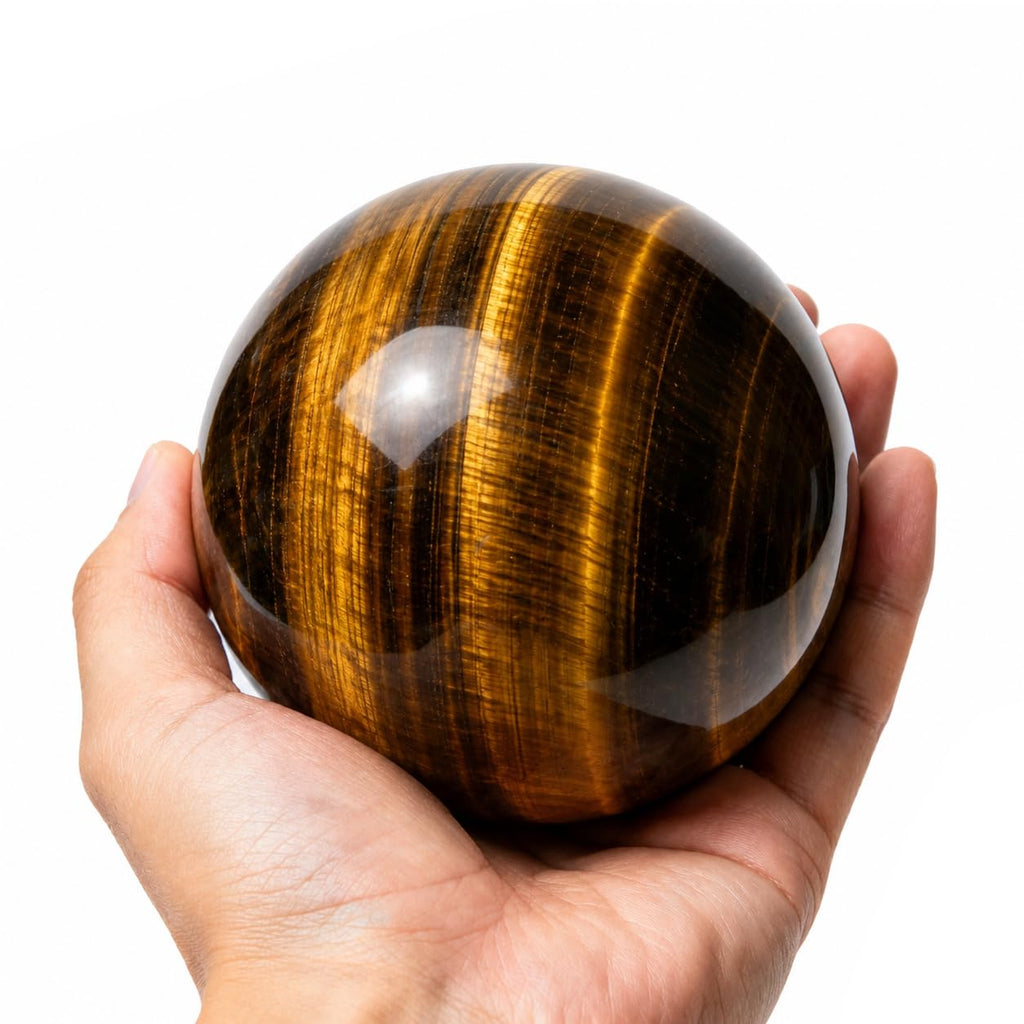 2.4-2.8 inch Natural Red Tiger Eye Crystal Ball with Stand, Hand Polished Quartz Massage Sphere, Reiki Healing Gemstone Ball, Feng Shui Room Desktop Decorative Rock Orb