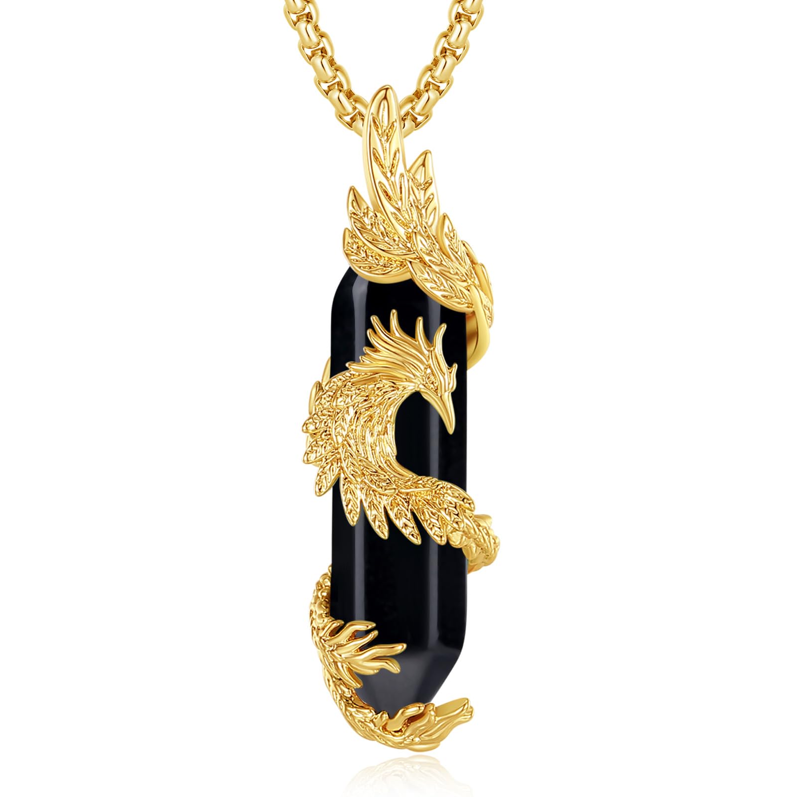 INFUSEU Kristall Phönix Kette, Vogelhänger Spirituelle Tiere Halskette Schmuck Kristall Rising Phoenix Lapislazuli Geschenke für Frauen Mädchen Damen