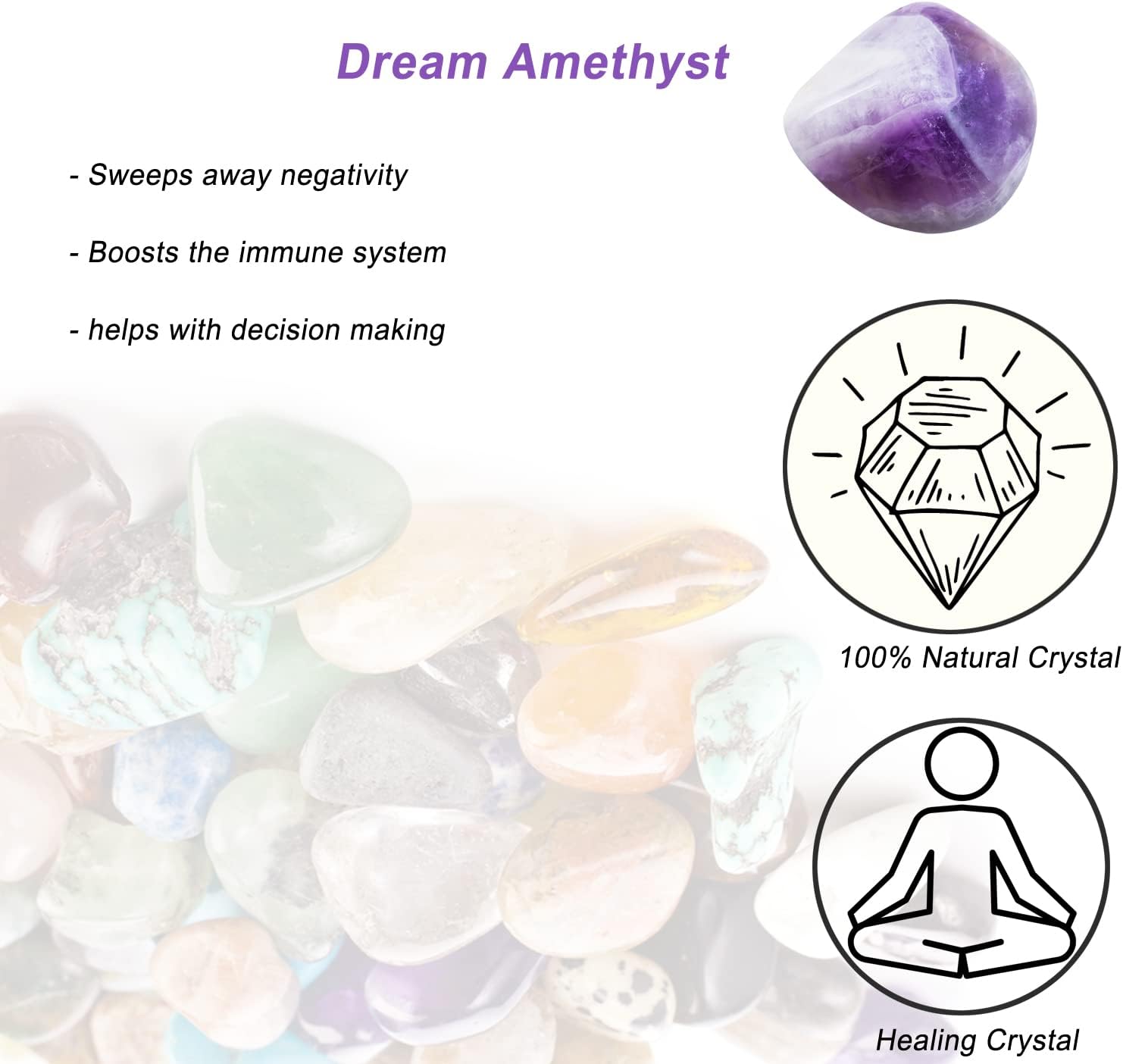 Lepidolite Healing Crystal Stones, 1.25-2.0 Inch Reiki Healing Stones, Natural Tumbled Polished Stones for Energy Witchcraft Therapy Meditation