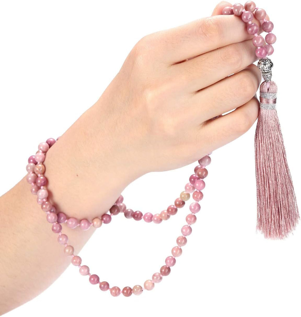 CrystalTears Mala Kette 108 Perlen Wickelarmband Chakra Steine Mala Armband mit Lebensbaum Anhänger 6mm Perlen Buddhismus Gebetskette Healing Reiki Halskette