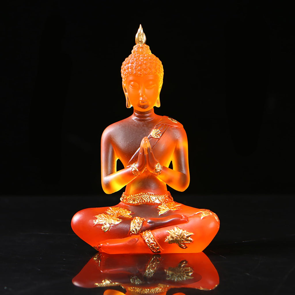 Buddha Statue aus Kristallharz Meditations Deko für Den Innenbereich, Thailändische Sitzende Buddha Figur Spirituelle Geschenke für Tisch Zen,Blau,L