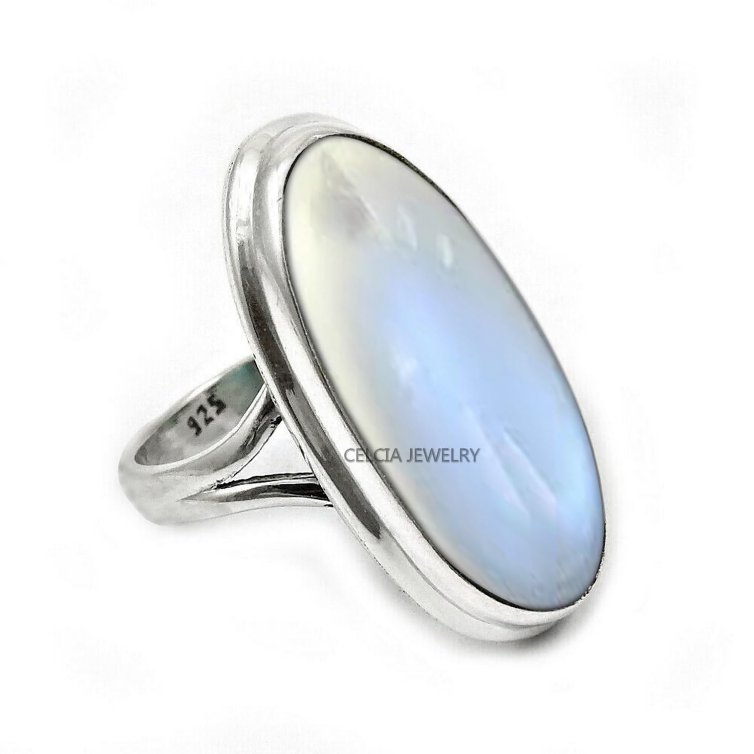 Large Oval Gemstone Handmade Jewellery, 925 Sterling Silver Tribal Ring, Engagement Gifts for Couples, Birthday Gifts for Men, Fathers Day Gifts, Promise Ring, Men's Gifts (Size 7.5, Charoite)