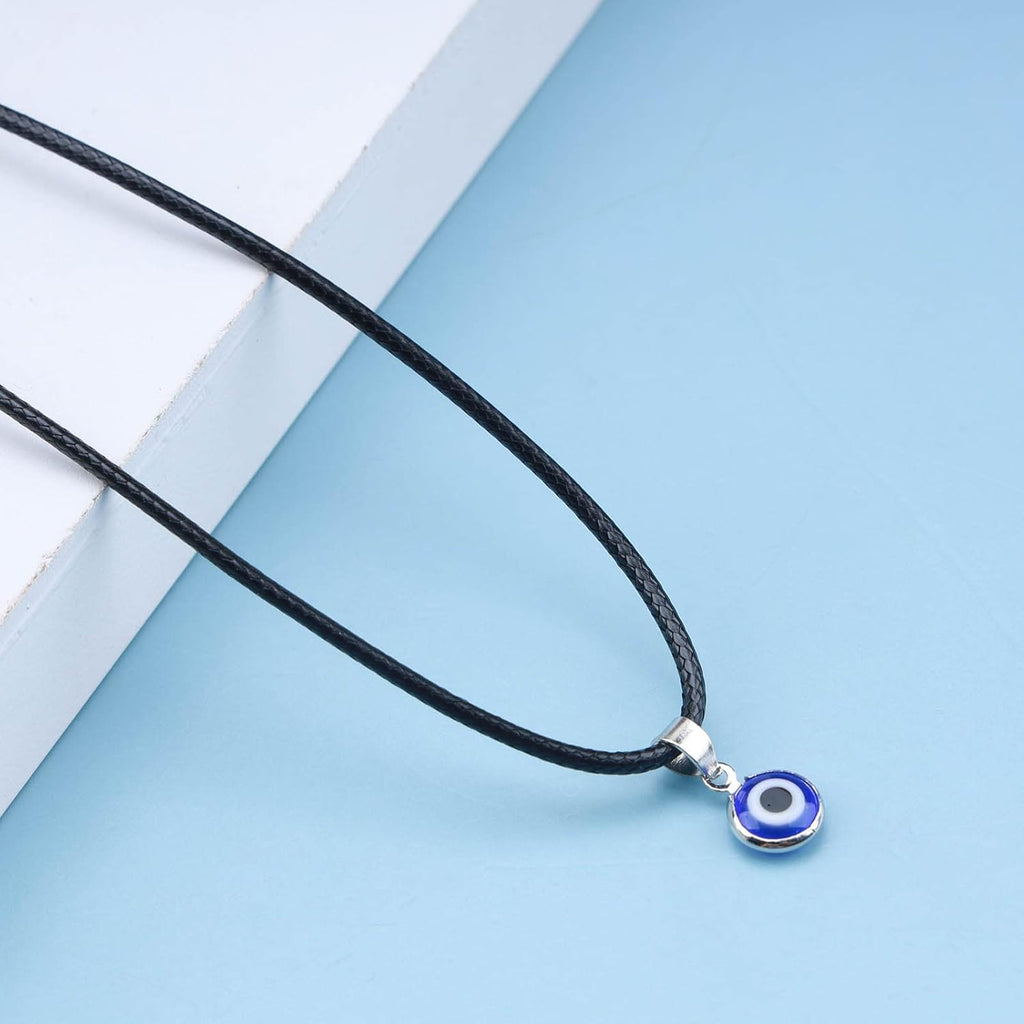 Yheakne Boho Leder Auge Choker Halskette Schwarzes Leder Halskette Blau Böse Auge Anhänger Halskette Glücksauge Halskette Kettenschmuck Für Frauen Und Mädchen Schutz Amulett Geschenke