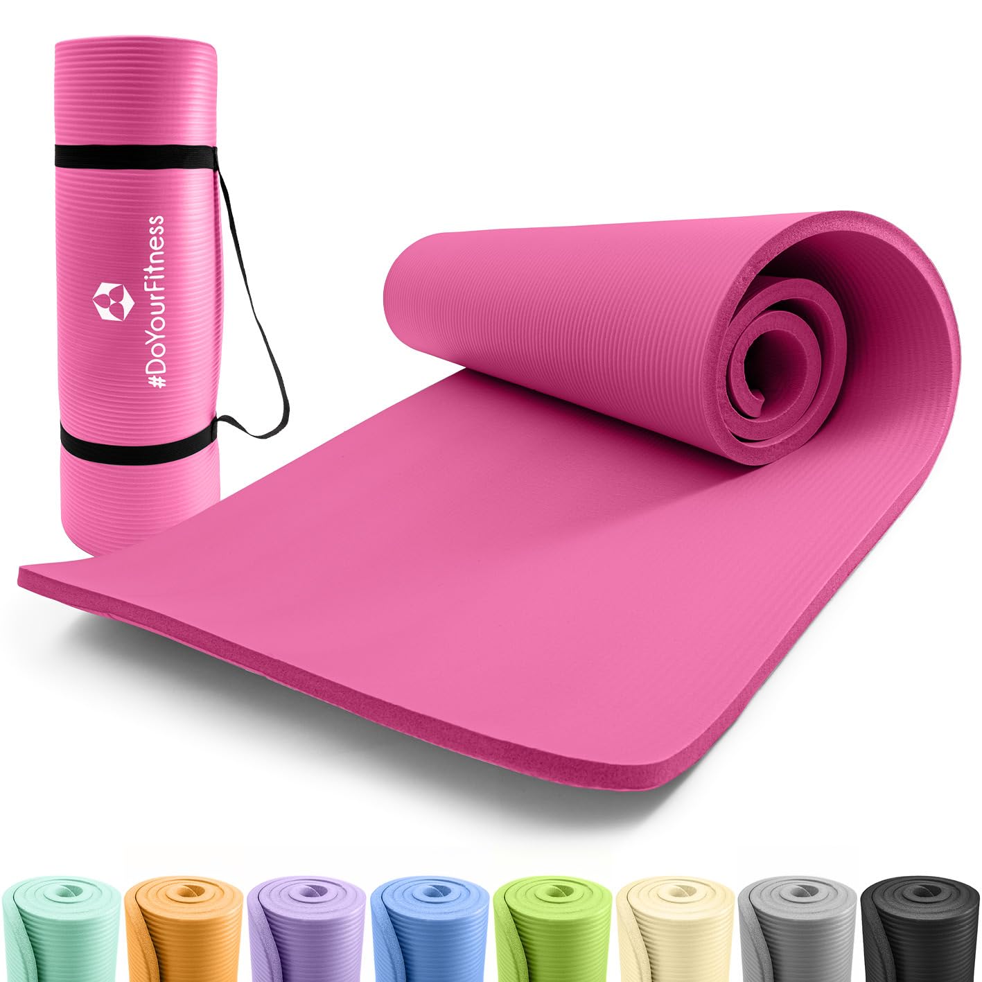 #DoYourFitness Yoga Mat Non-Slip. For Beginners and Advanced Users. Thickness from 0.8 cm to 2 cm. Joint-friendly Gymnastics Mat. 183 cm x 61 cm or XXL 190 cm x 100 cm (Suitable for Indoor/Outdoor)