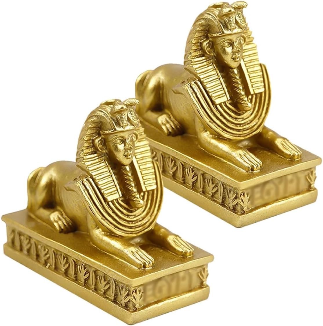2 Pieces Sphinx Figure Resin Egyptian Sphinx Statue Gold Egyptian Desktop Ornaments for Homes
