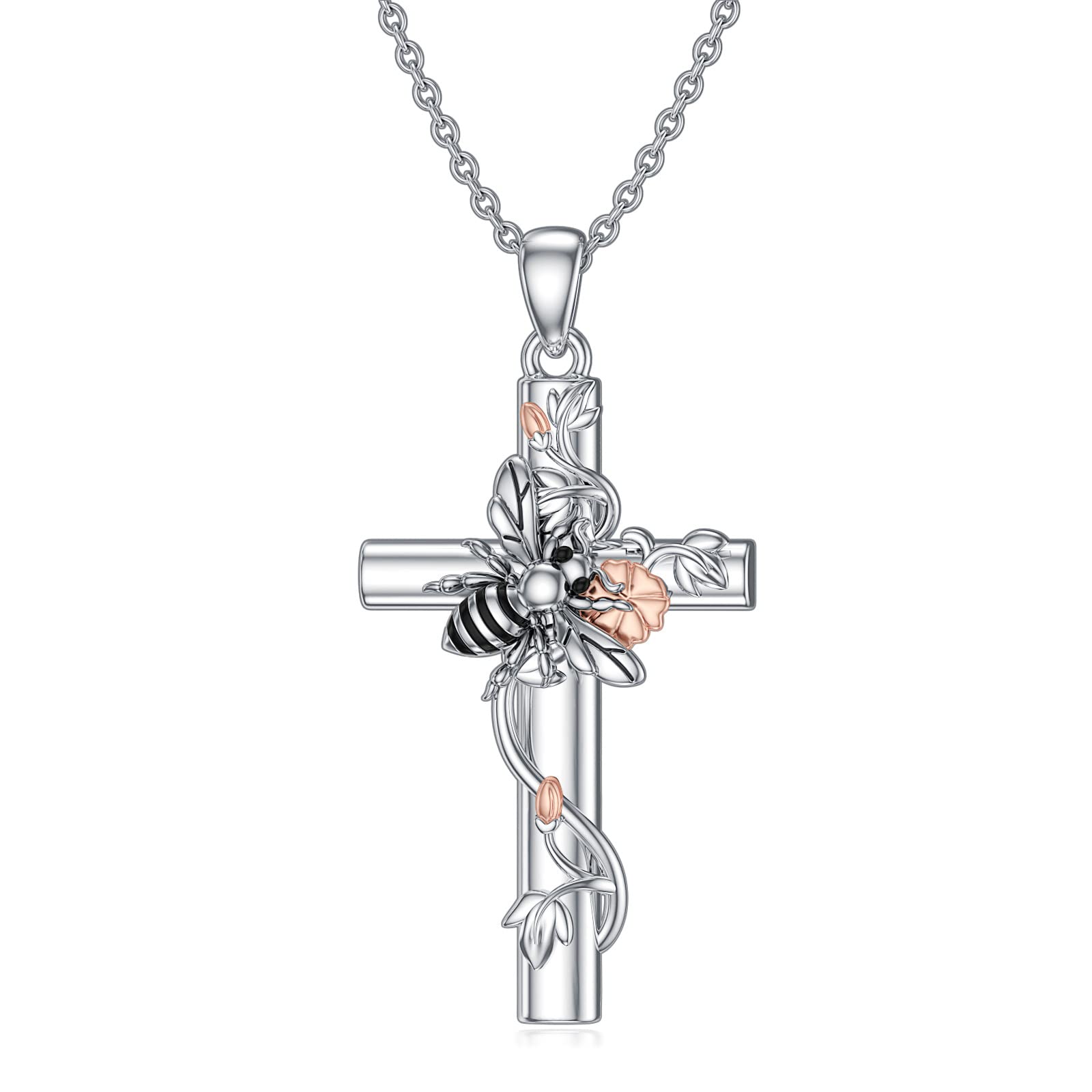 ROMANTICWORK Kreuz Kette 925 Sterling Silber Kreuz Halskette Kreuz Anhänger Christlicher Religiöser Gotischer Kreuz Schmuck Geschenke für Herren Männer Damen