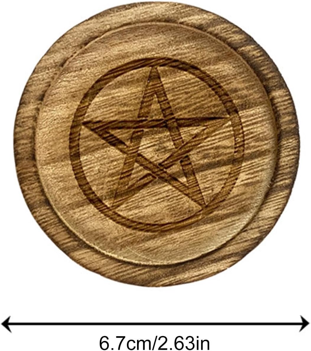 Pentacle Altar Plate - Witch Altar Bowl | Handmade Wooden Pentagram | Vintage Decor Jewellery Tray | Star Candle Holder | Wooden Bowl Pentagram | Altar Vintage Holder for Home Decor, Wedding