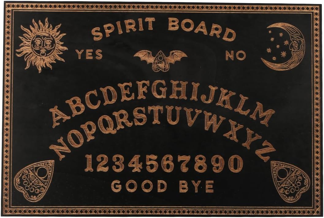 Ieron Ouija-Brett und Tarotkartenhalter-Set, schwarzes Holz-Spirit-Brett, Wünschelruten-Wahrsager-Bretter, Sprechbretter mit Planchette für Hexereibedarf