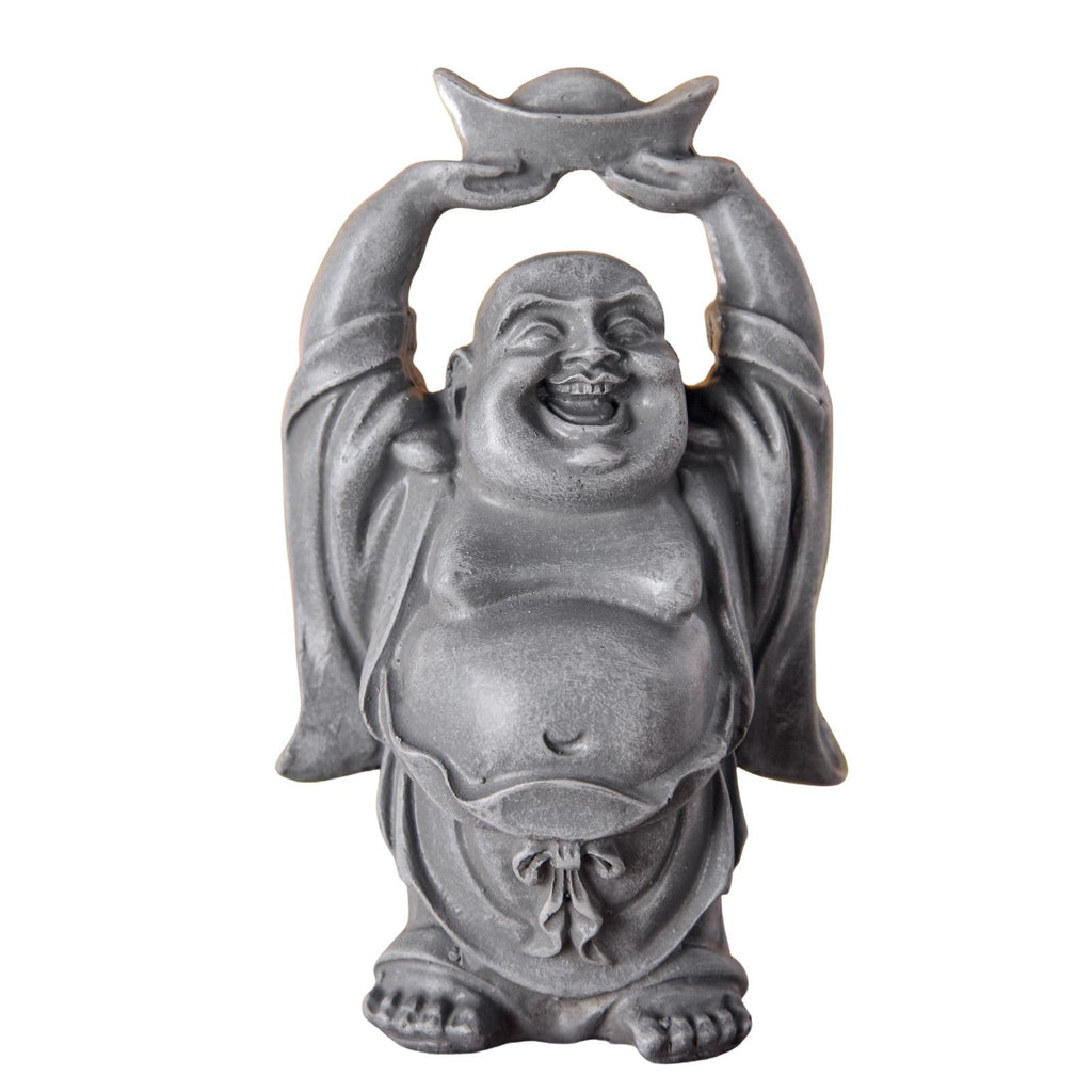 Lachender Buddha Willkommen - Glücksbringer Statue - Zen und Feng Shui Dekoration - für eine entspannende und spirituelle Atmosphäre - Geschenkidee - Breite: 9cm - Farbe: Grün und Braun - Zen'Light