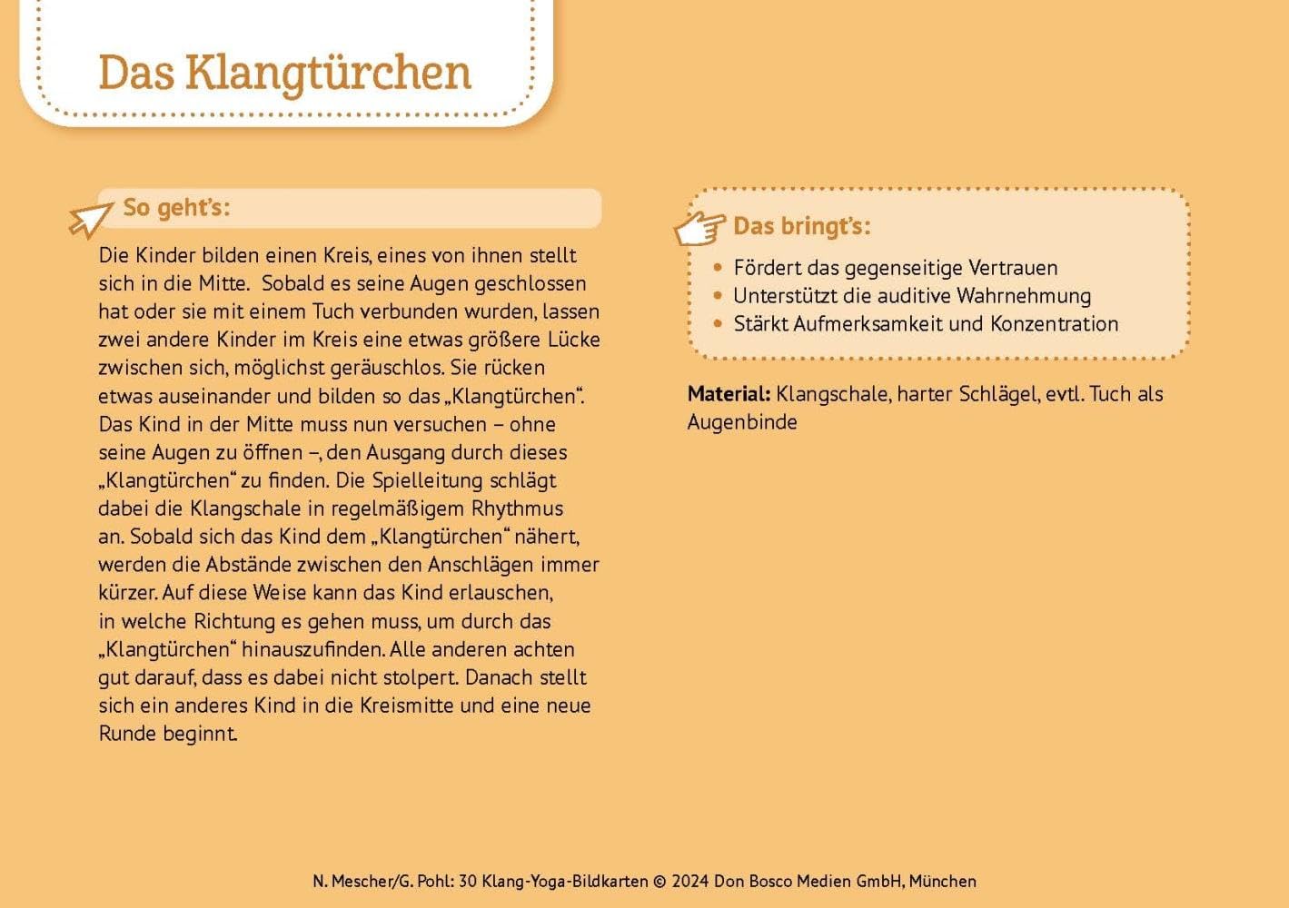 30 Klang-Yoga-Bildkarten: Körperwahrnehmung und Selbstvertrauen mit Kinderyoga. Übungen und Flows für kleine Yogis von 4 bis 10. Spielerisch Stress ... und innere Balance. 30 Ideen auf Bildkarten)