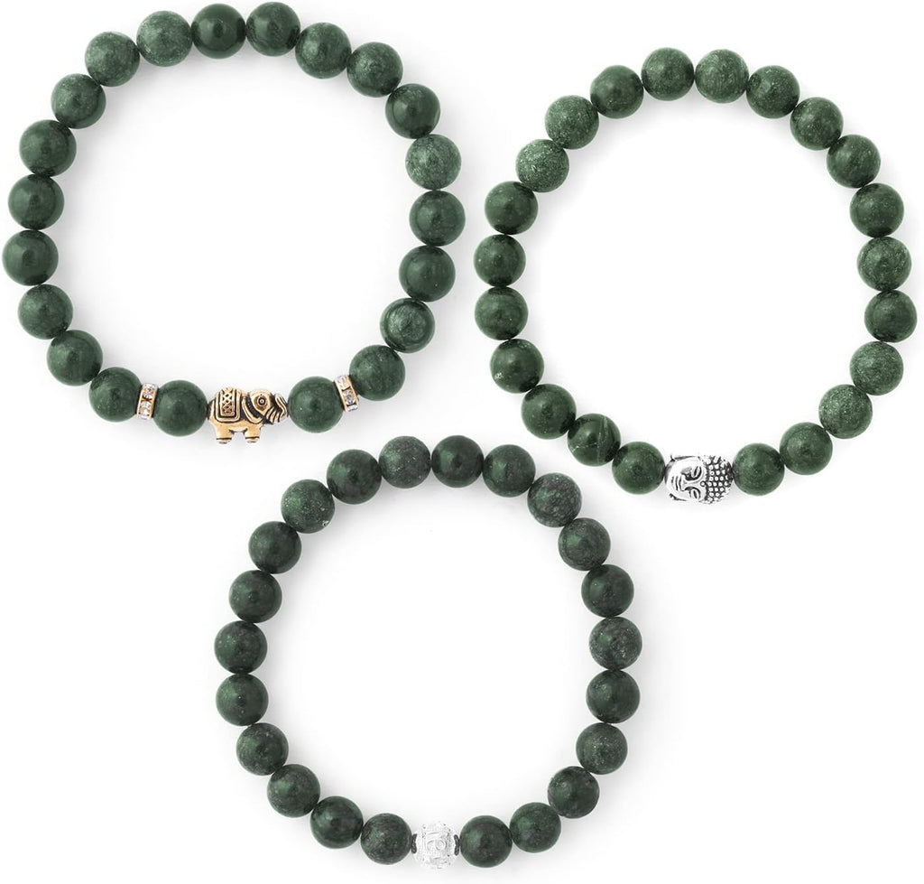 BERGERLIN Buddha Armband - Naturstein geprüft in Deutschland, mit echten Naturstein oder Lavastein Perlen - Naturstein Armband mit Echtheitszertifikat für Damen und Herren