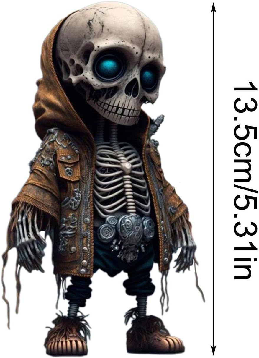 Qihuyi - Skeleton Figures, Cool Skeleton Figures, Resin Statue Sculpture Memorial Miniature Gothic, Decorative Sculpture Decoration, Portable Halloween Home Party Desk Decoration