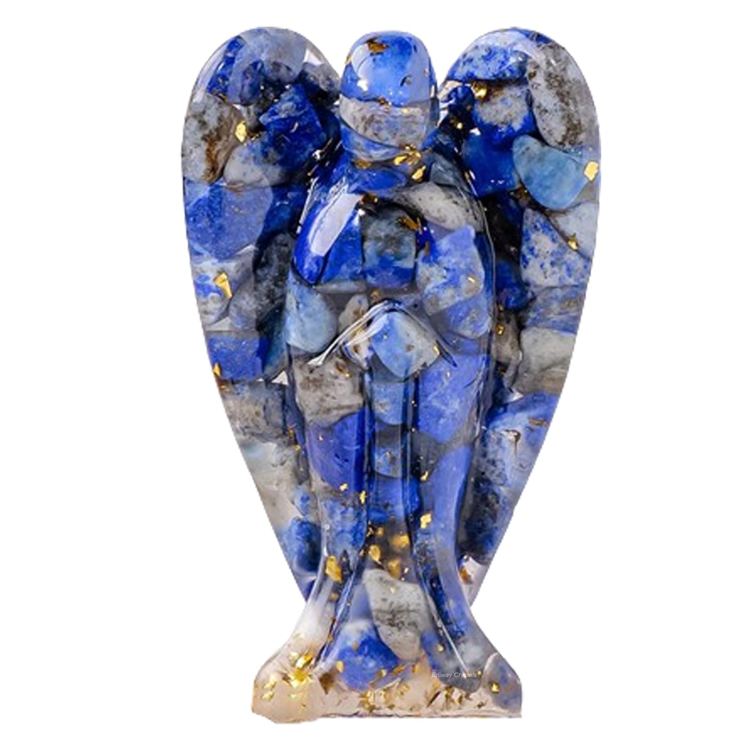 Erliway 7.8cm Large Deep Citrine Crystal Guardian Angel Figures, Natural Healing Crystal Chips Resin Angel Statue for Peace Meditation Easter Home Decor Gifts