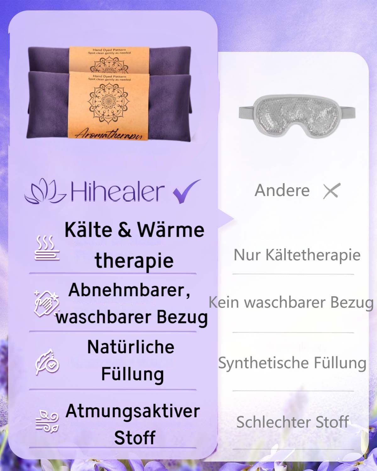 Hihealer 2er / 4er-Pack Augenmaske Gewichts-Augenmaske mit Lavendel-Aromatherapie für Schlaf, Yoga, Meditation und Selbstpflege, entspannende Accessoires Weihnachtsgeschenke für Frauen Mütter