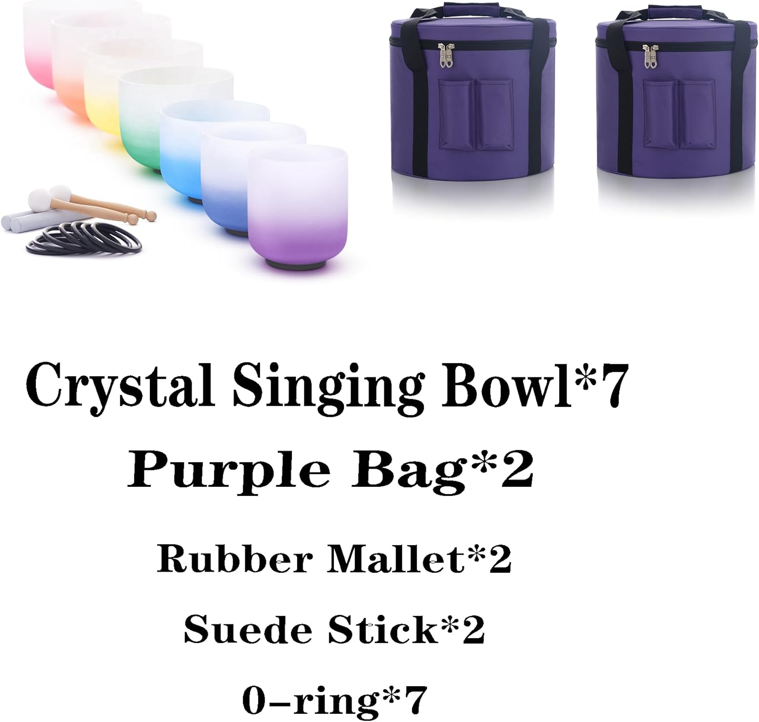 KVKA Kristall-Klangschalen Set, 6-12 inch 432Hz Gradien Quarz Chakra Sound Healing Klangschalen für Yoga Meditation Entspannung Stressabbau mit Tragetasche