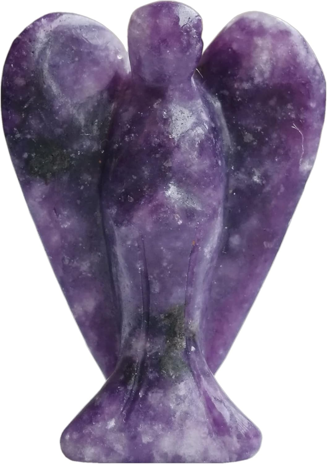 Natürliche Lila Lepidolith Heilung Kristall Gebet Schutzengel Statue,38mm Schnitzen Tasche Palm Stein Figuren Dekoration