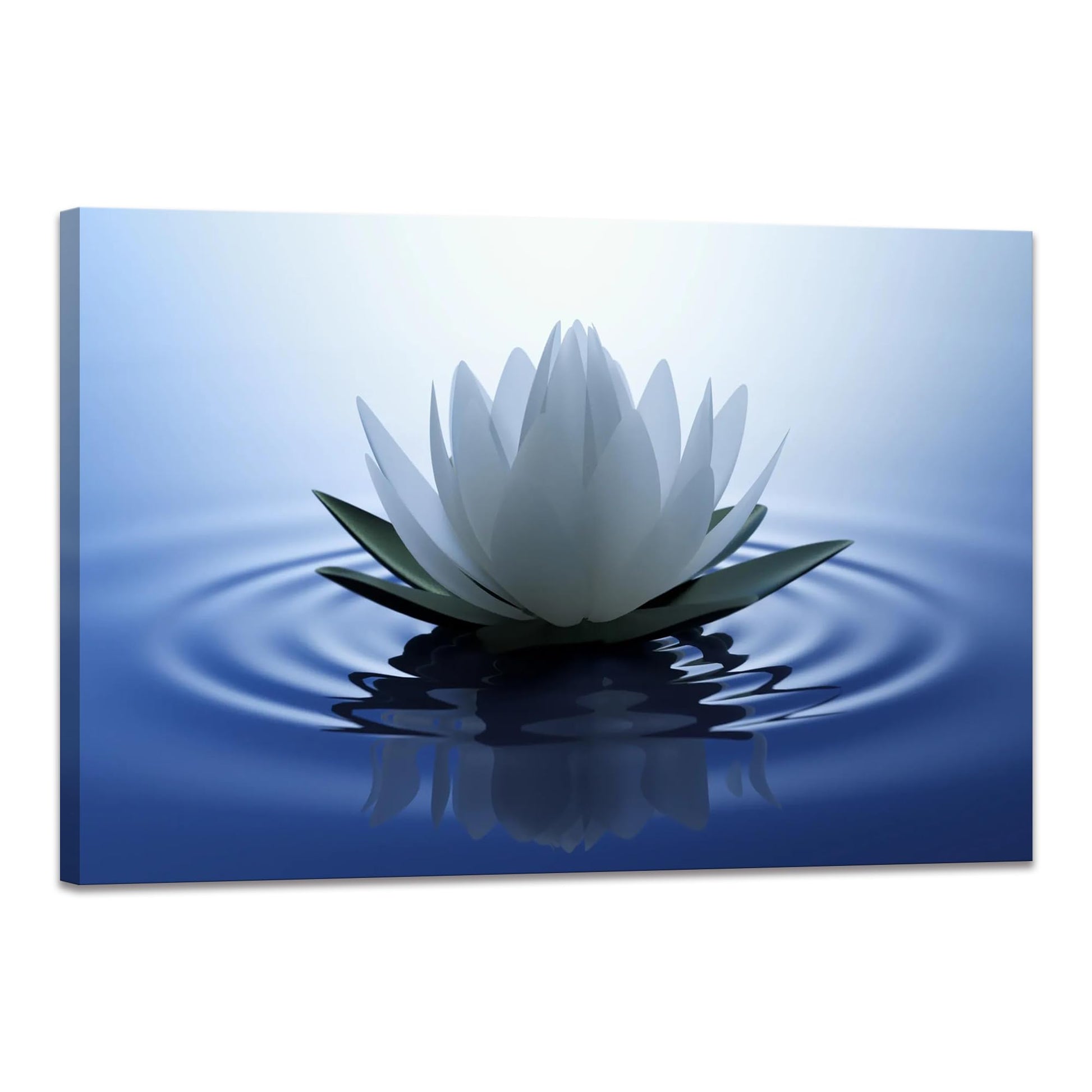 Lotus Flower Canvas Print Pictures Bathroom Decor Zen Wall Art Painting Spa Photo Artwork Framed for Spiritual Meditation Yoga Room Ready to Hang 16 x 24inch
