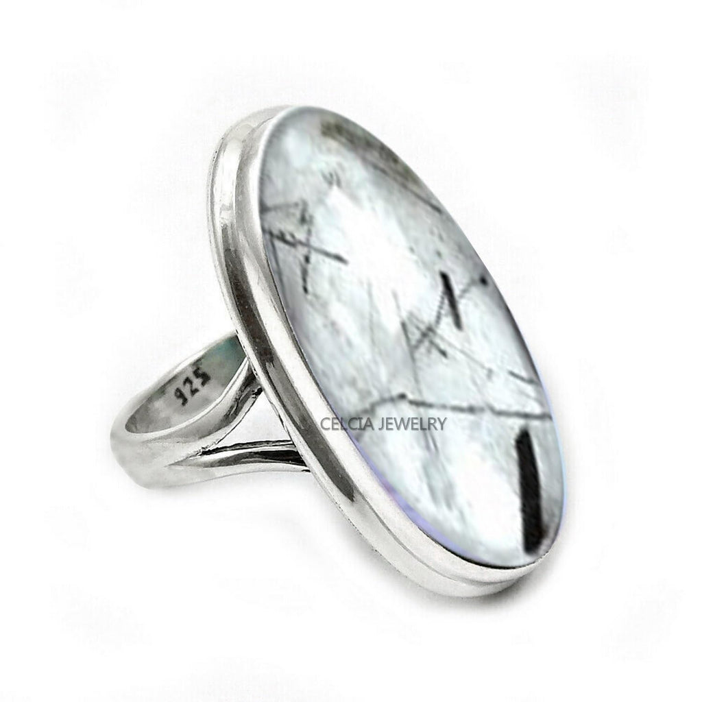 Large Oval Gemstone Handmade Jewellery, 925 Sterling Silver Tribal Ring, Engagement Gifts for Couples, Birthday Gifts for Men, Fathers Day Gifts, Promise Ring, Men's Gifts (Size 7.5, Charoite)