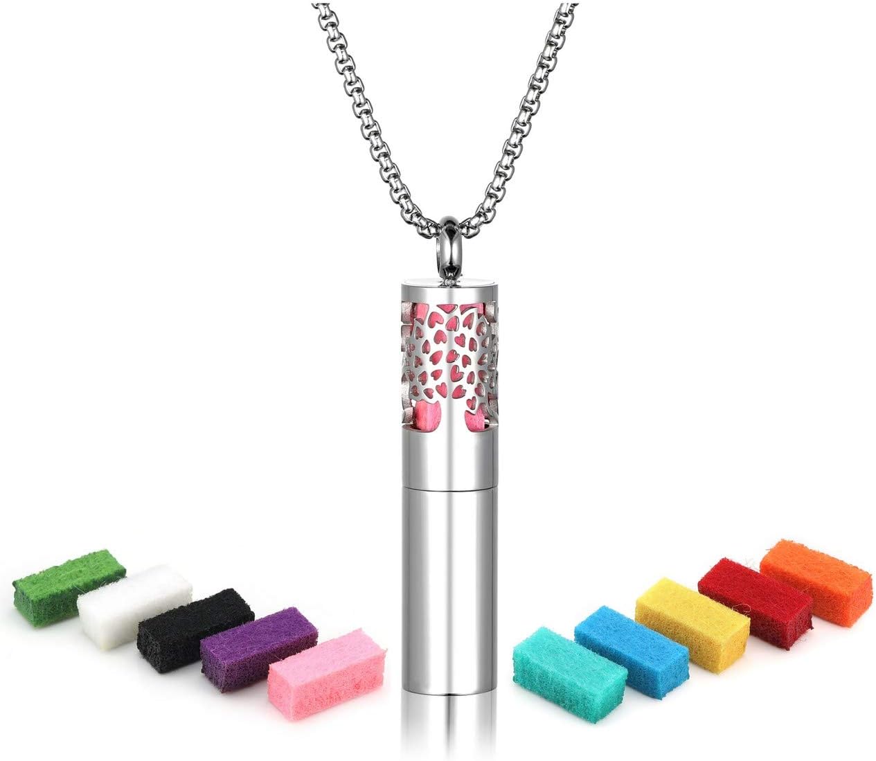 Zysta Aromatherapie Schmuck- Damen Herren Parfum Hohl Locket Käfig Anhänger Floating Charm Aroma Medaillon ätherisches Öl Diffuser Halskette mit 10pcs Pads