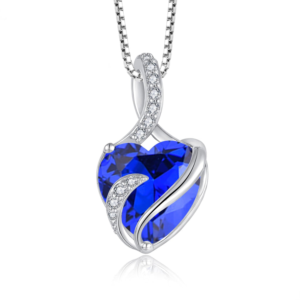 FJ Heart Birthstone Necklace Women's 925 Sterling Silver Infinity Necklace Jewellery Gifts for Women Mother Girlfriend Mum
