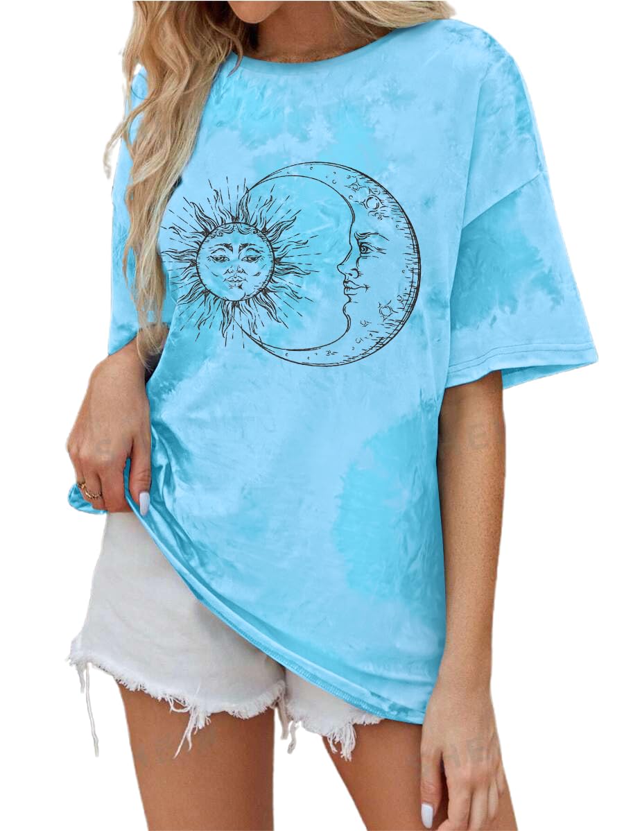 CSDAJIO Women's Casual Short Sleeve Loose Shirt Oversized T-Shirt Trendy Going Out Crew Neck Summer Graphic Tees