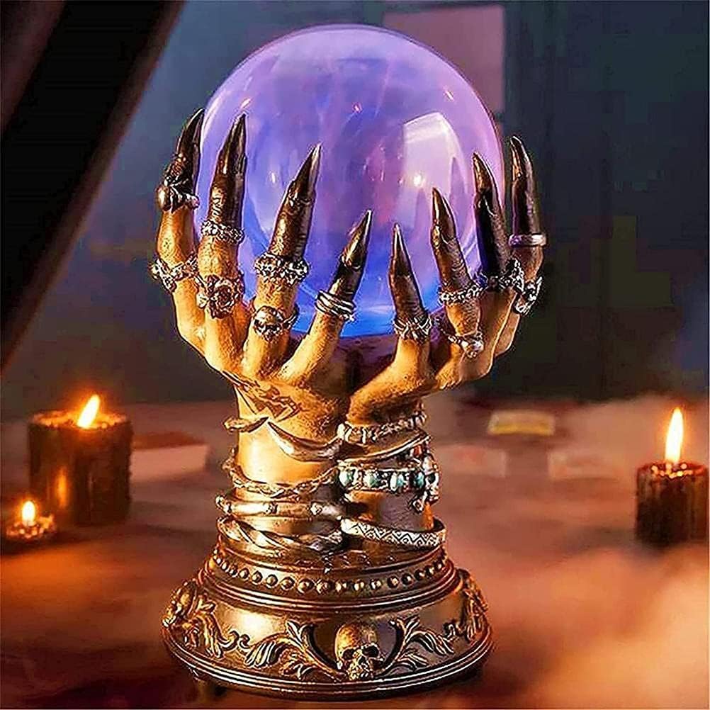GDZTBS Halloween Kristallkugel Hexe Himmlische Kristallkugel Berührungsempfindliche Glas Blitzkugel Magische Kristallkugel Blinkende Kristallkugel für Halloween Dekoration