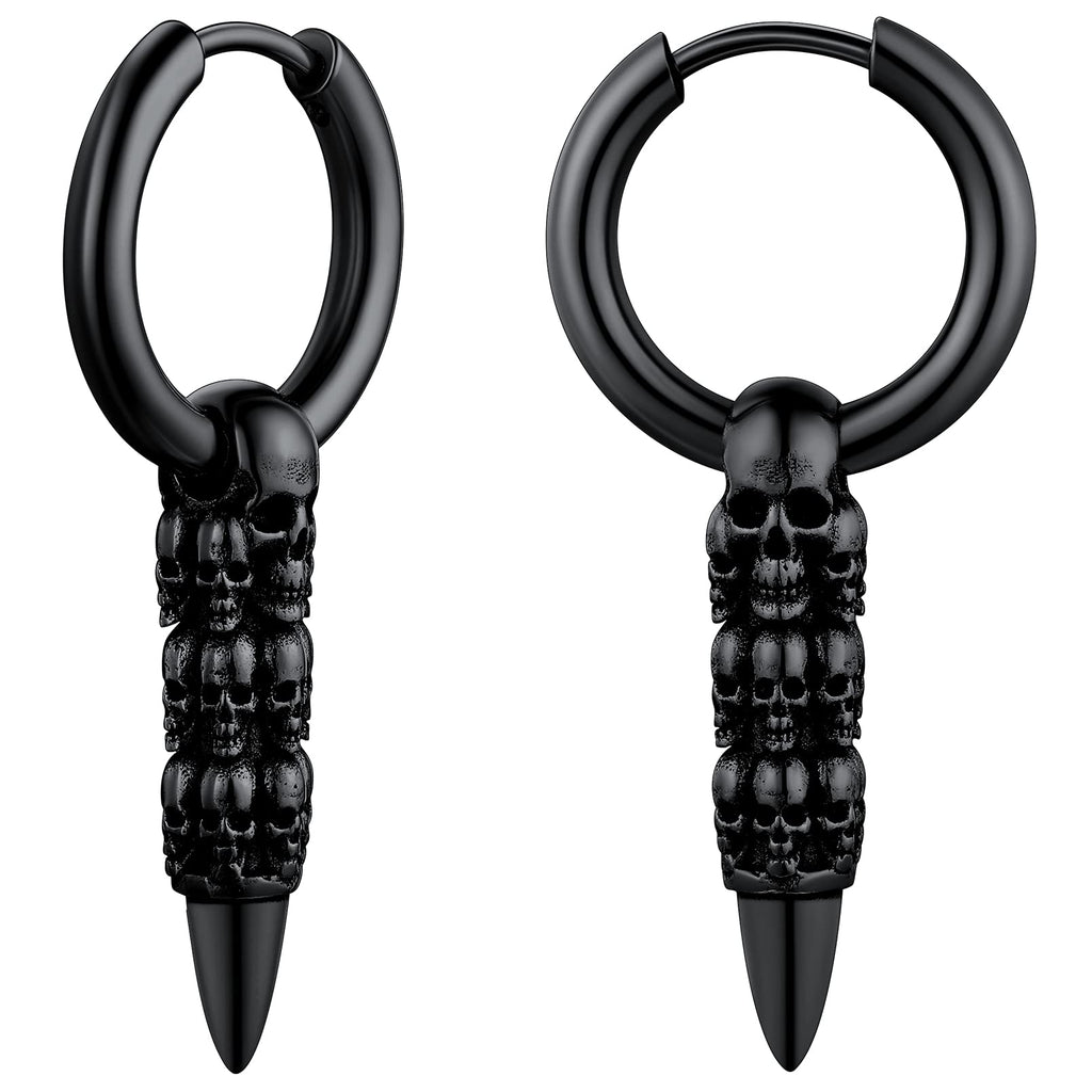 FaithHeart Edelstahl Totenkopf Ohrstecker für Herren Damen Punk Gotik Schädel Ohrring Piercing Creolen Ohrstecker für Weihnachten Valentinstag Halloween