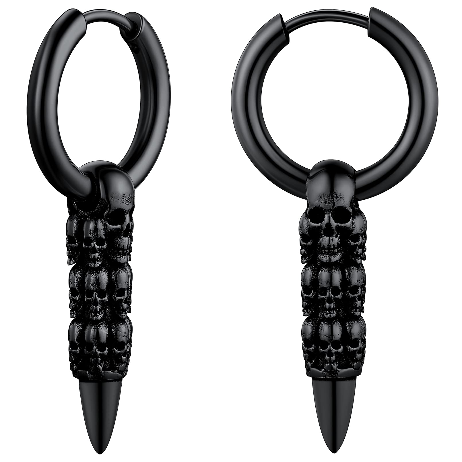FaithHeart Edelstahl Totenkopf Ohrstecker für Herren Damen Punk Gotik Schädel Ohrring Piercing Creolen Ohrstecker für Weihnachten Valentinstag Halloween