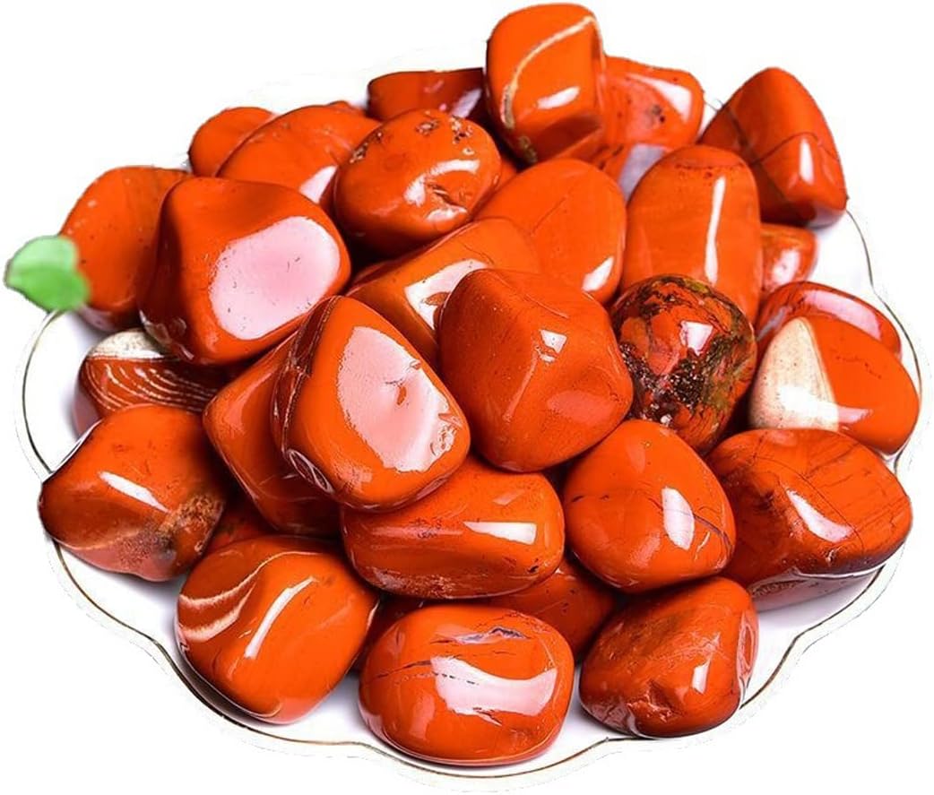 Red Jasper Healing Crystal Stones 1.25-2.0 Inch Large Reiki Healing Stones Natural Tumbled Polished Stones for Energy Witchcraft Therapy Meditation