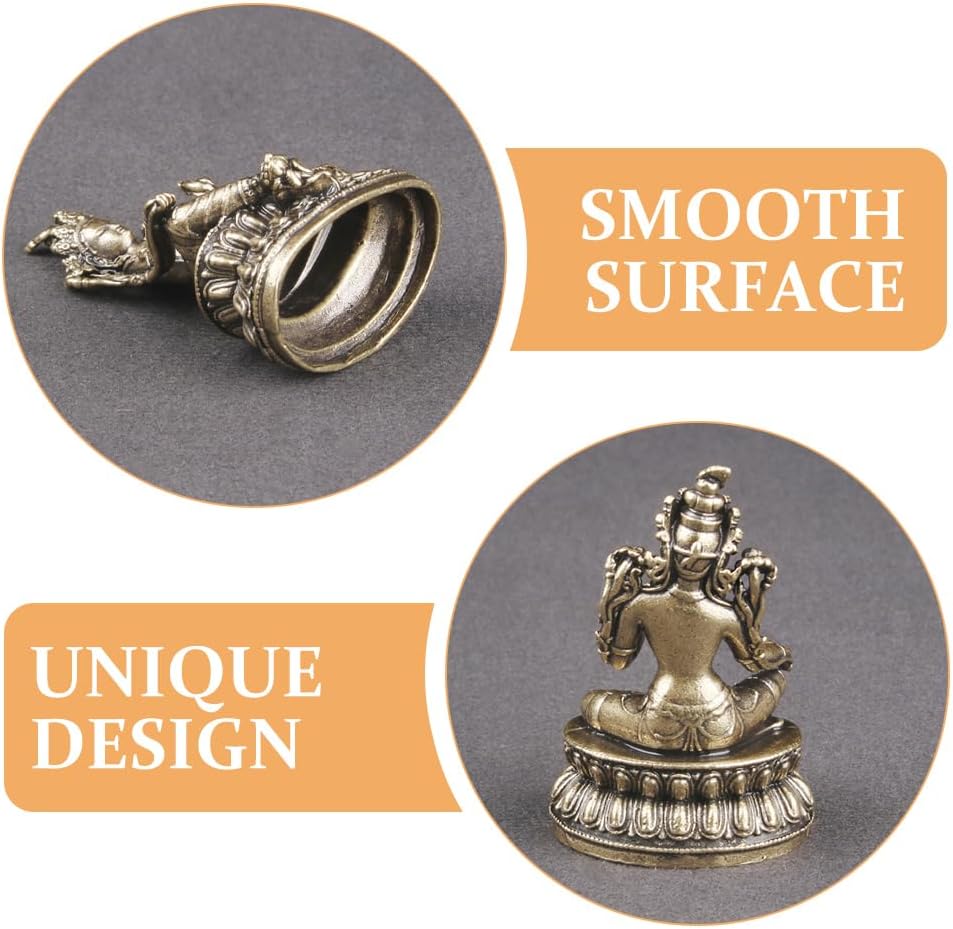 IMIKEYA Tara Buddha Statue Antike Mini Grüne Tara Statue Messing Bodhisattva Lotussitz Figur Mini Buddhistische Ornament Gebetssammlung
