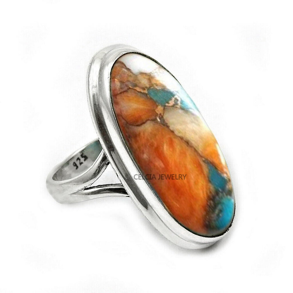 Large Oval Gemstone Handmade Jewellery, 925 Sterling Silver Tribal Ring, Engagement Gifts for Couples, Birthday Gifts for Men, Fathers Day Gifts, Promise Ring, Men's Gifts (Size 7.5, Charoite)