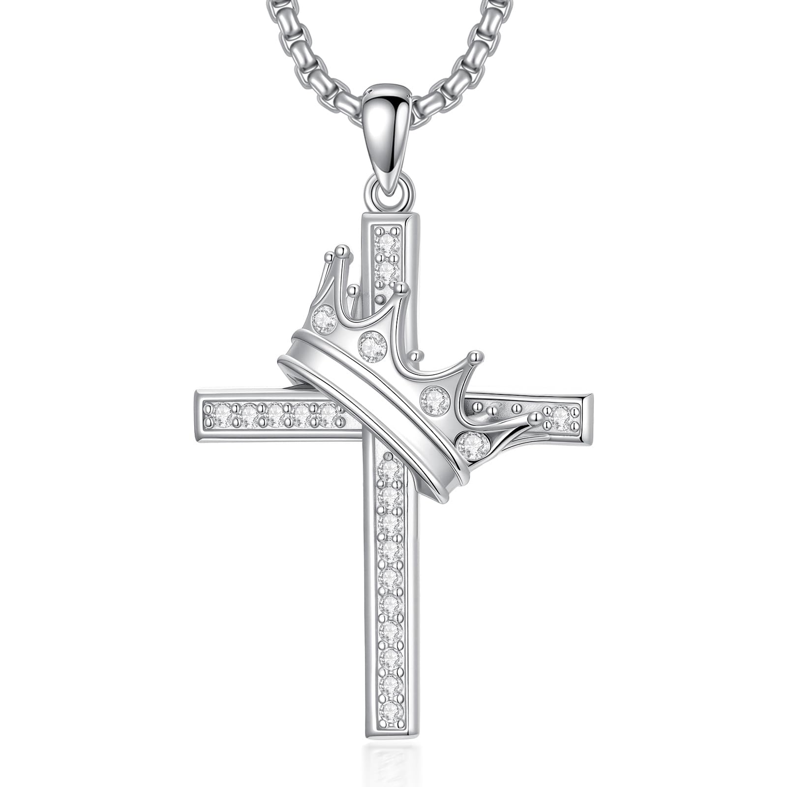 ROMANTICWORK Kreuz Kette 925 Sterling Silber Kreuz Halskette Kreuz Anhänger Christlicher Religiöser Gotischer Kreuz Schmuck Geschenke für Herren Männer Damen