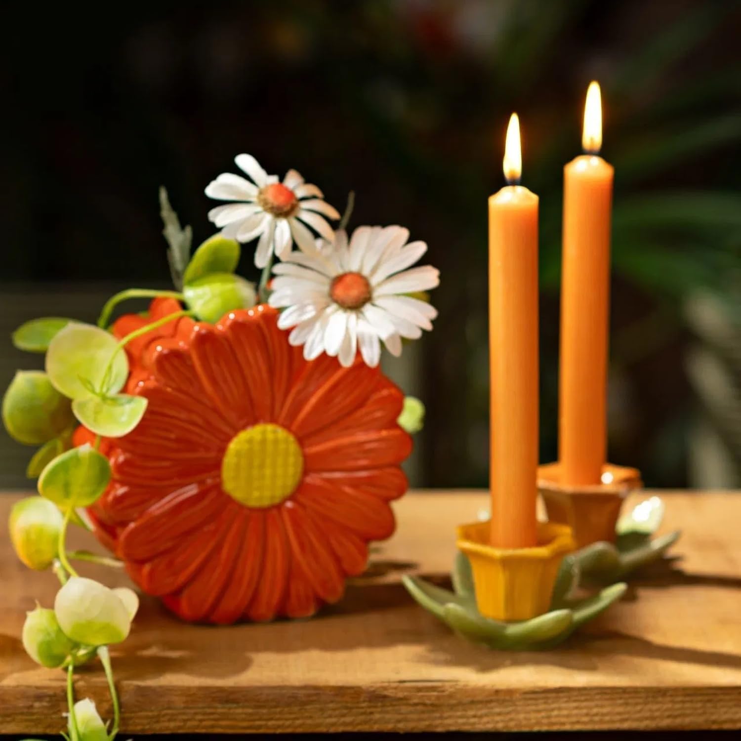 10 Spitzkerzen durchgefärbt (180x22mm) | RAL Stabkerzen mit 8h+ Brenndauer | Ohne Tropfen & Rußen | Tafelkerzen für Leuchter | Made in Germany (Natur)